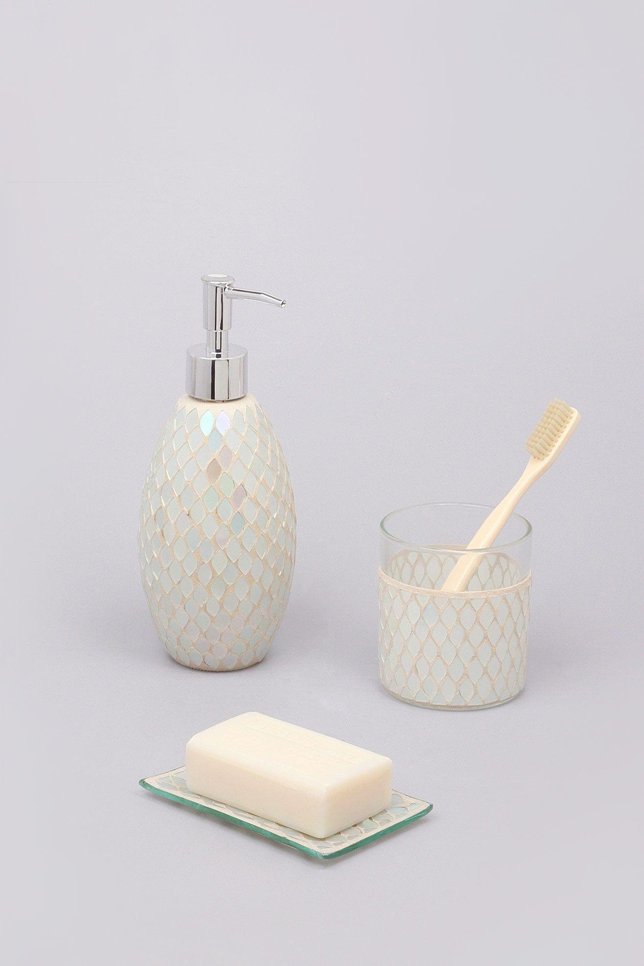 Set of 3 Pieces Verona Glass Mosaic Mermaid Bathroom Set - G Decor