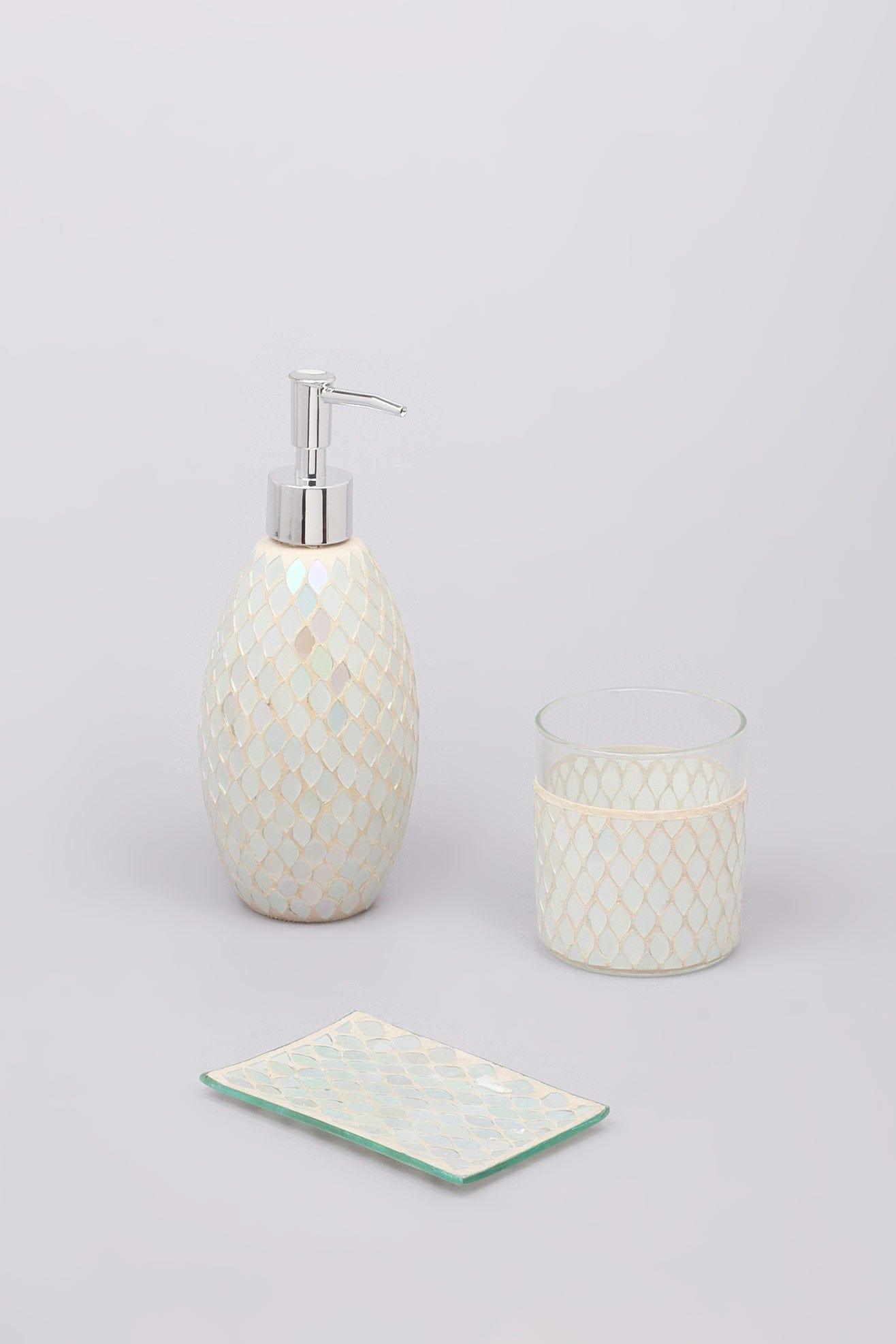 Set of 3 Pieces Verona Glass Mosaic Mermaid Bathroom Set - G Decor