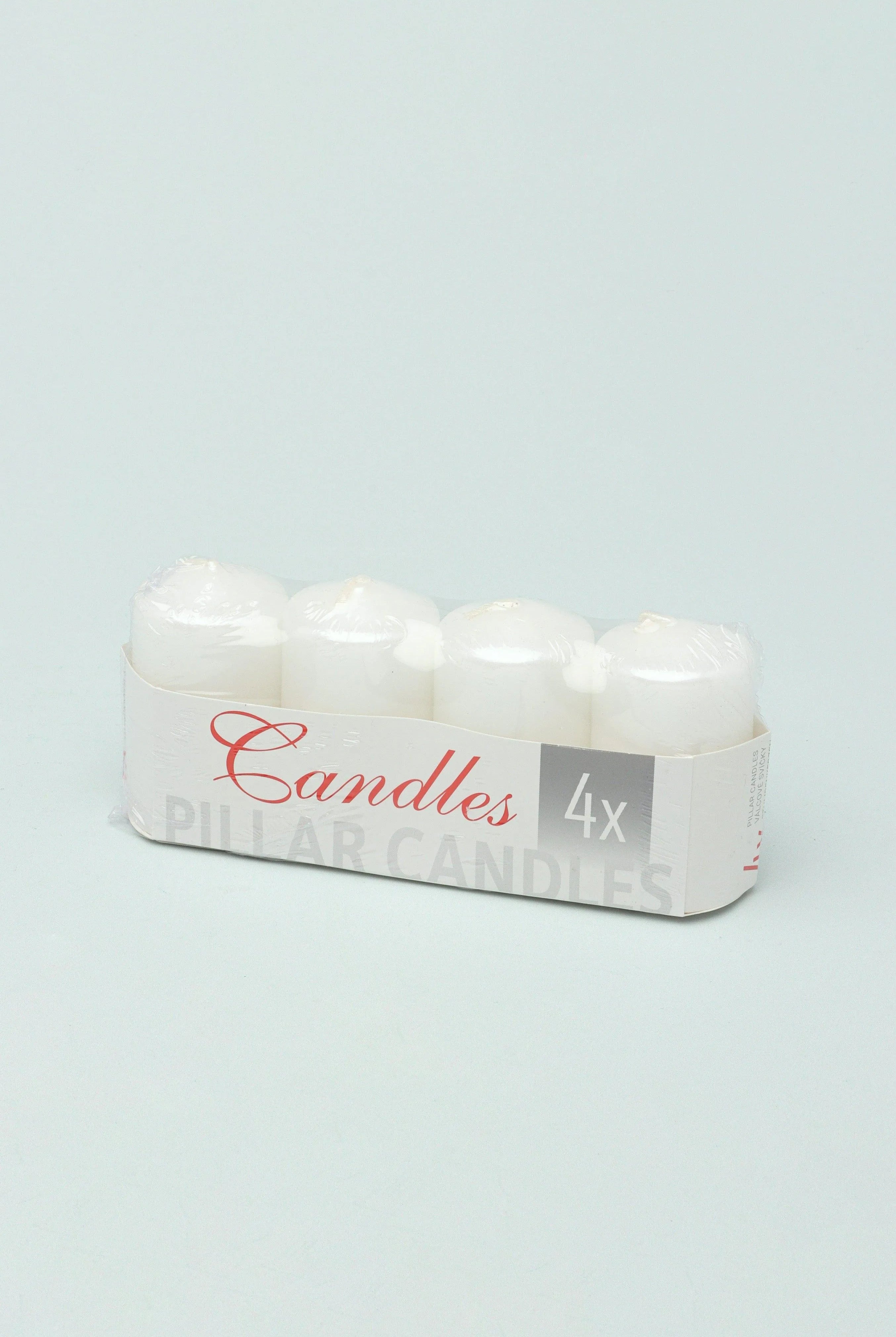 Set Of 4 Varnished Shimmer Pillar Candles White - G Decor