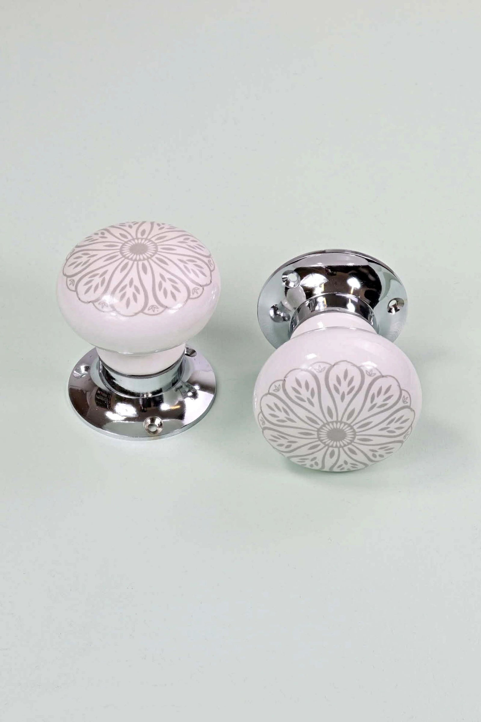 Success Ceramic Mortice Door Knobs with Chrome Base — view 5, G Decor