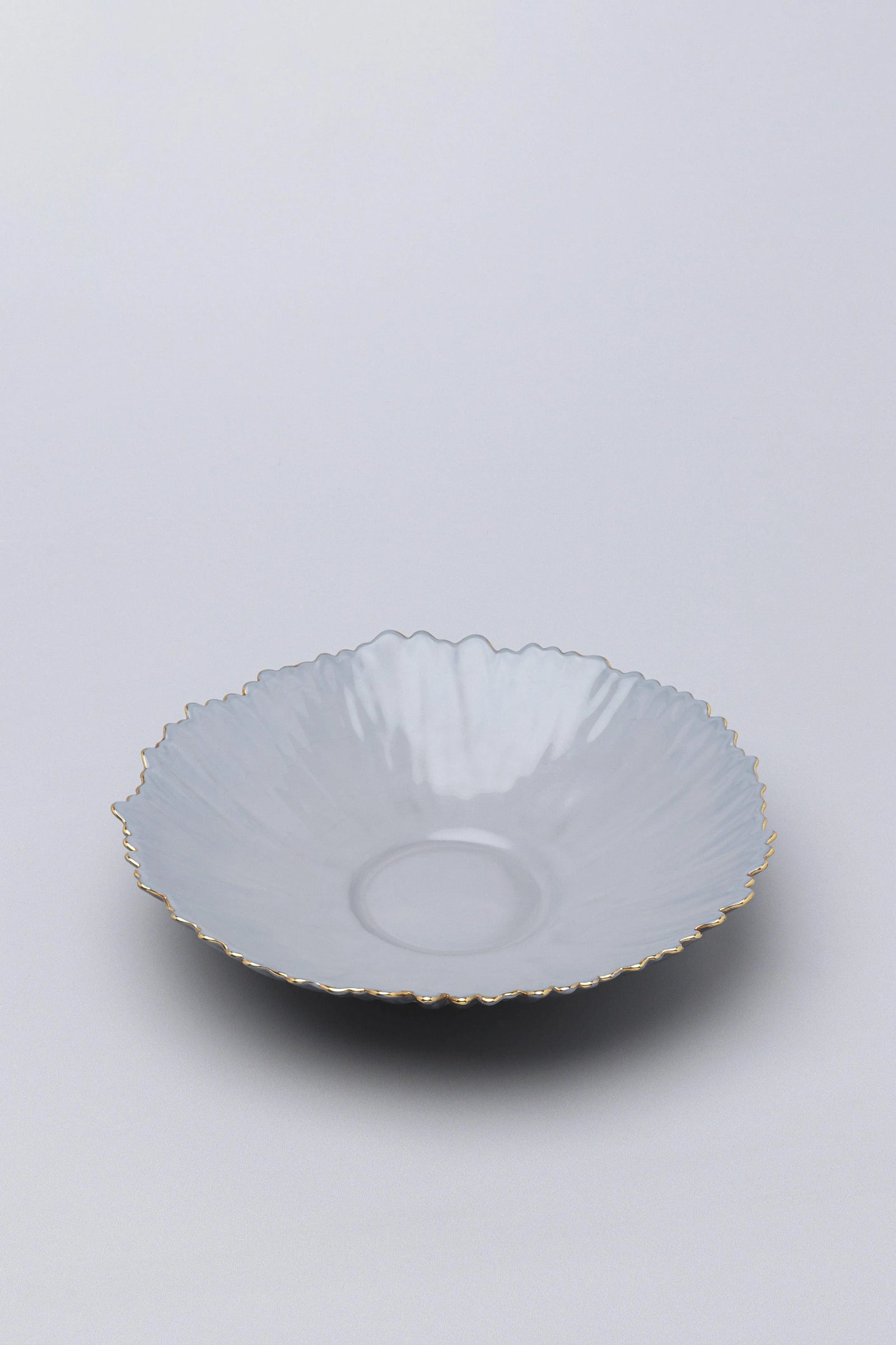 Asteria Sculpted Ceramic Serving Bowl in Grey — close-up view, G Decor
