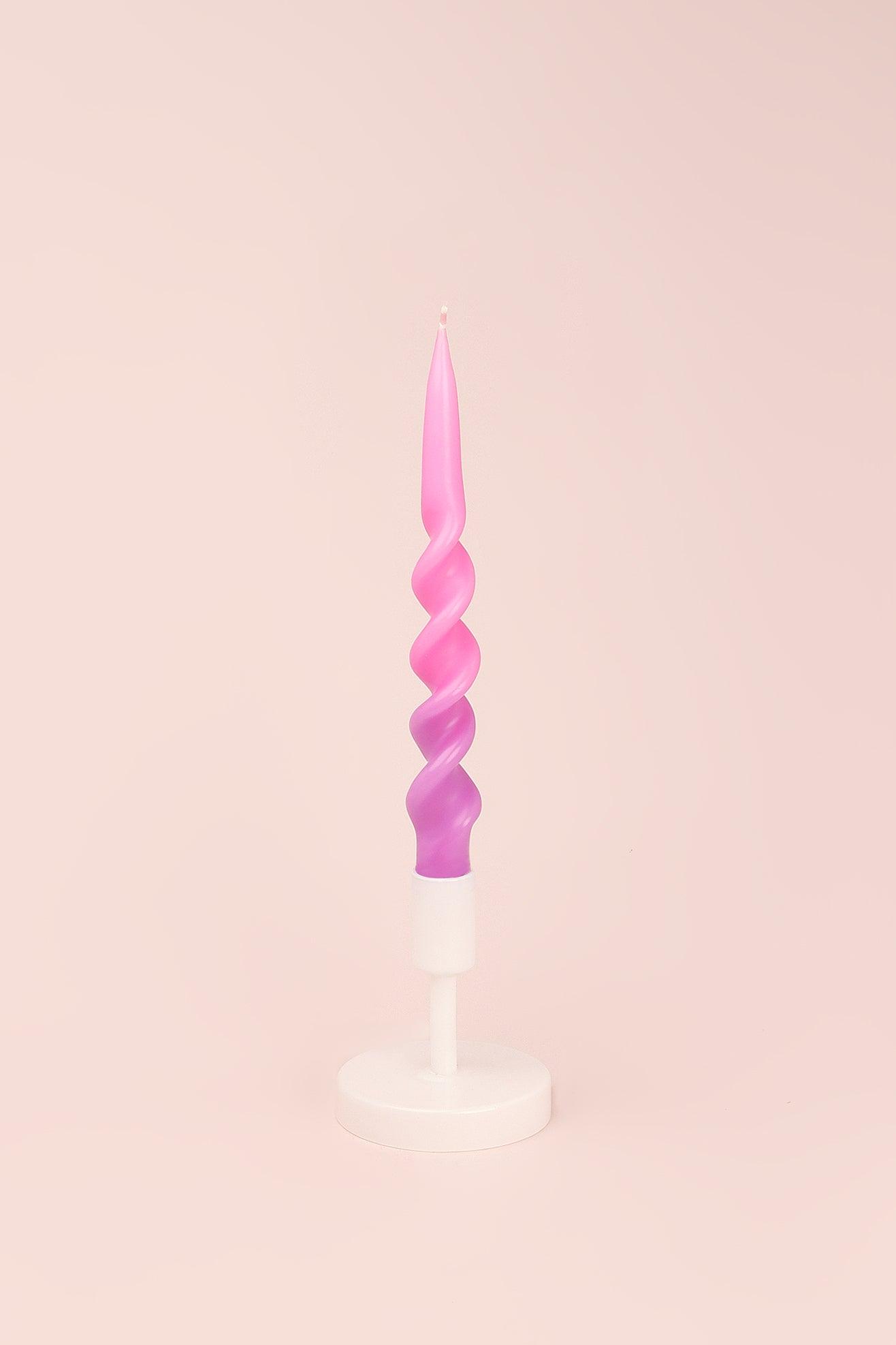 G Decor Candles Pink Set of Two-Toned Pink Spiral Twisted Hand Dipped Candlesticks Taper Church Dinner Candles