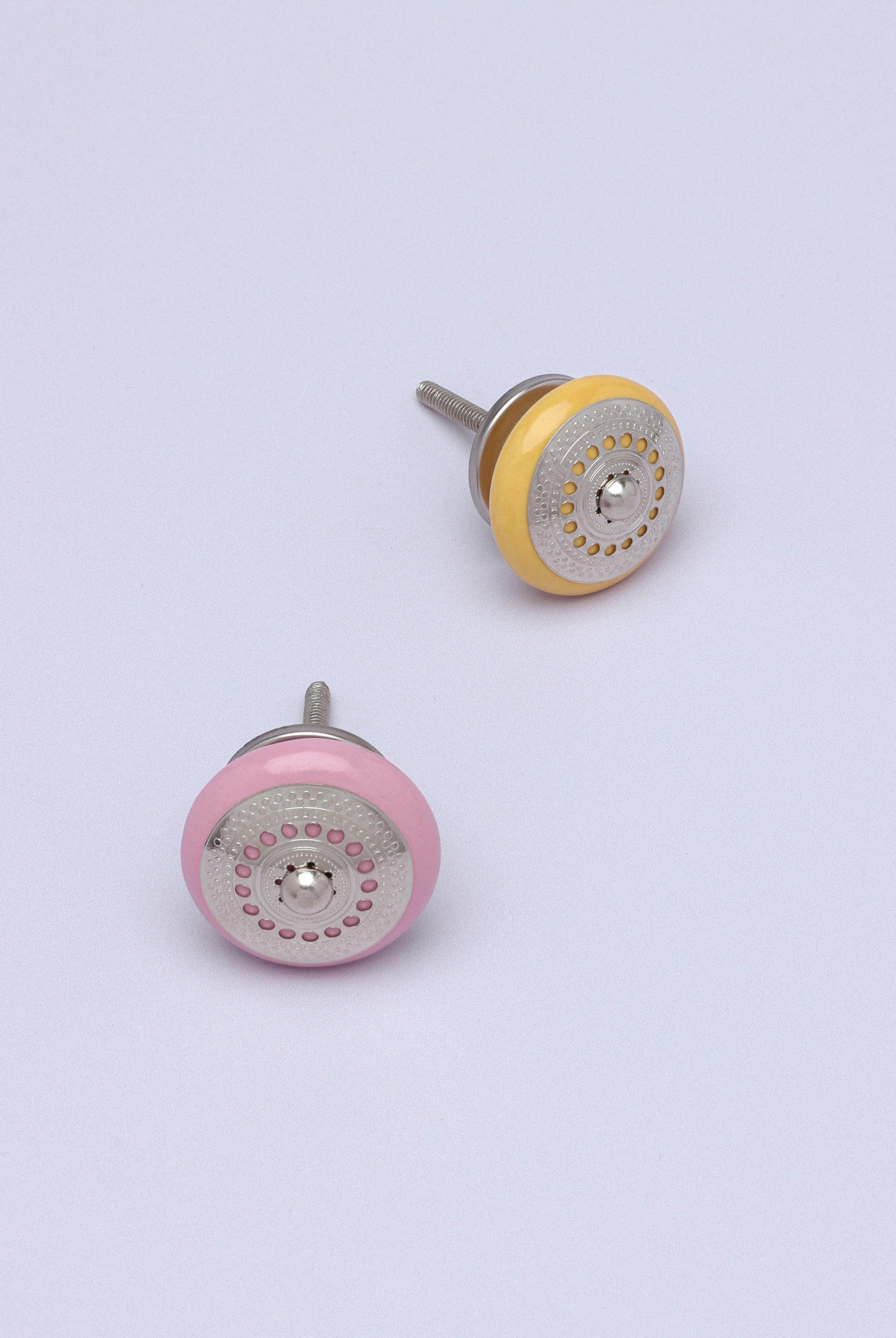 Silver Applique I Ceramic Door Knobs Cupboard Drawer Pull Door Handles - G Decor