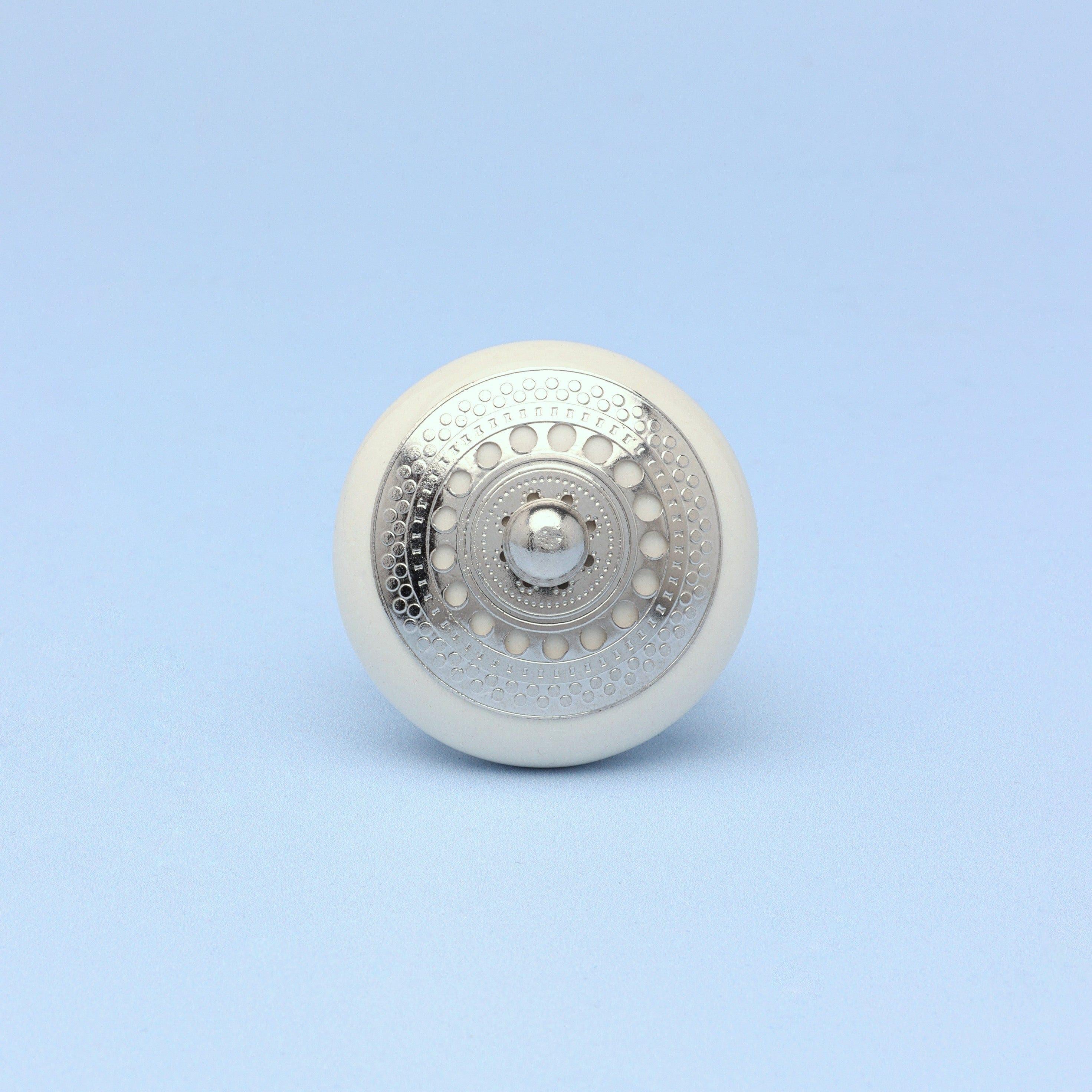 Silver Applique I Ceramic Door Knobs Cupboard Drawer Pull Door Handles - G Decor