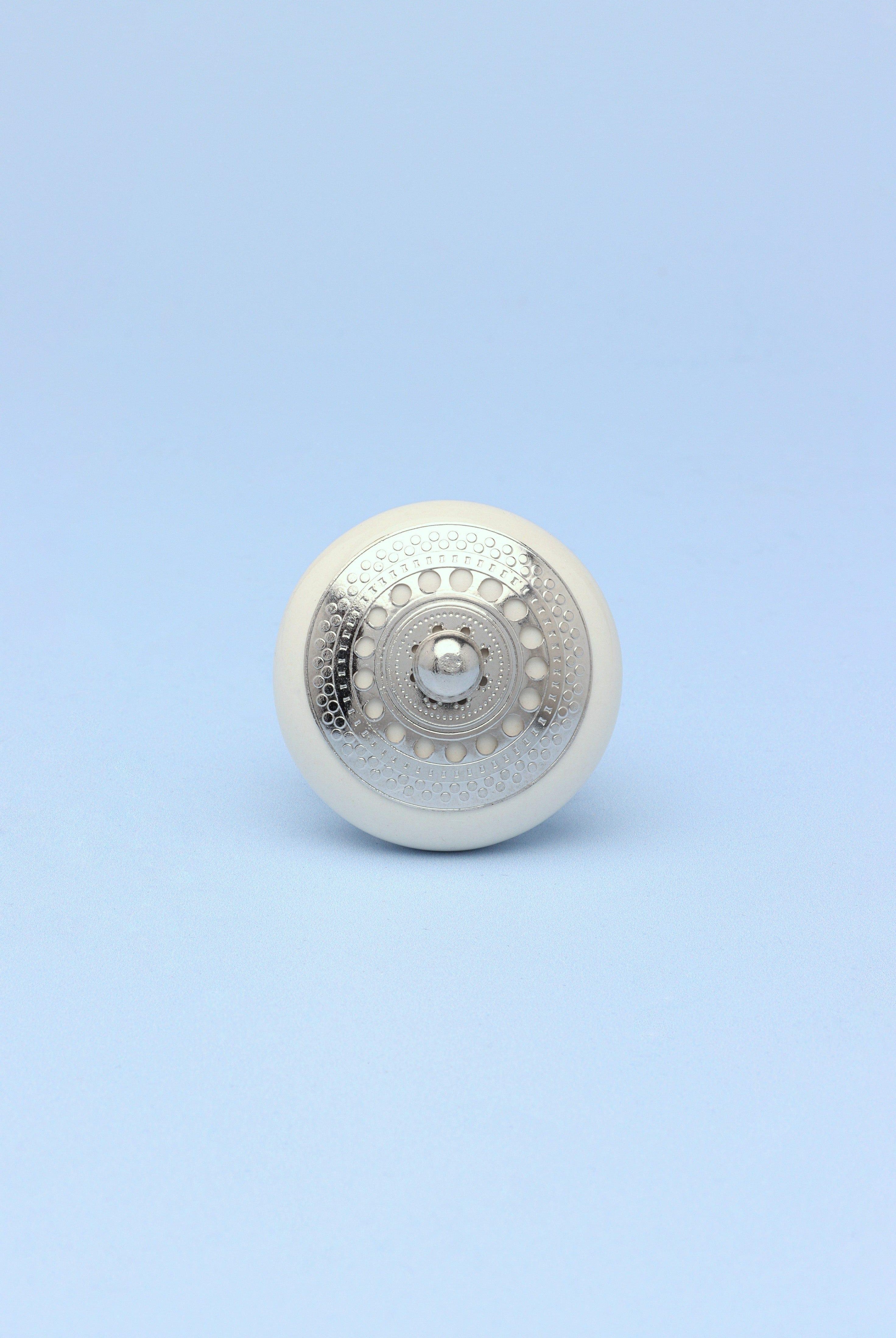 Silver Applique I Ceramic Door Knobs Cupboard Drawer Pull Door Handles - G Decor