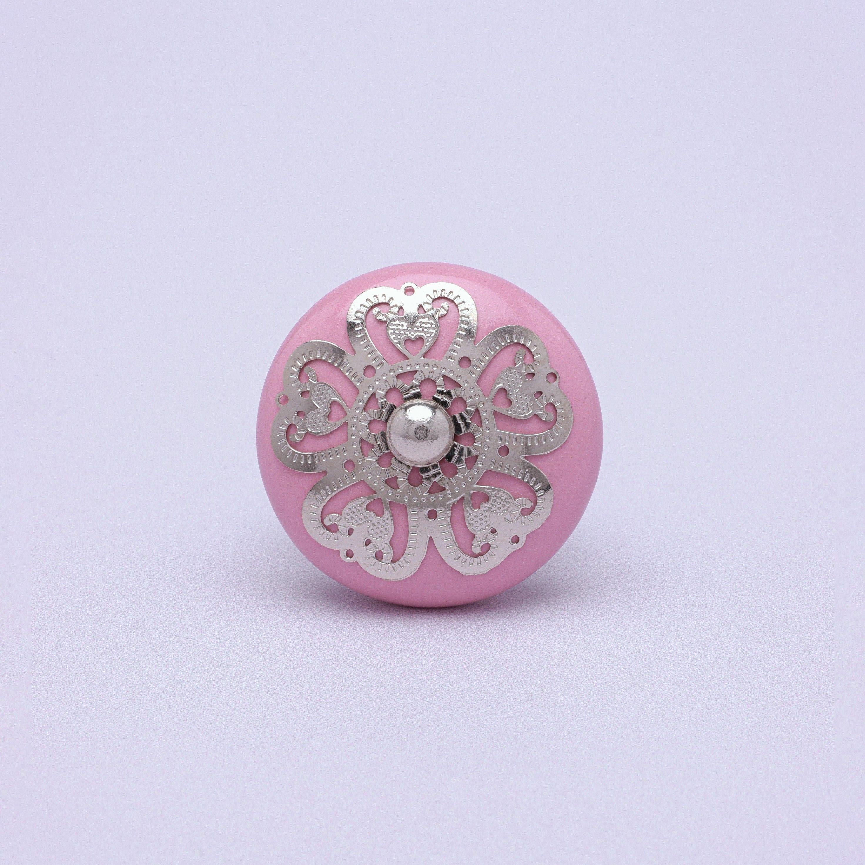 Silver Applique III Ceramic Door Knob Cupboard Drawer Pull Door Handle Coloured - G Decor