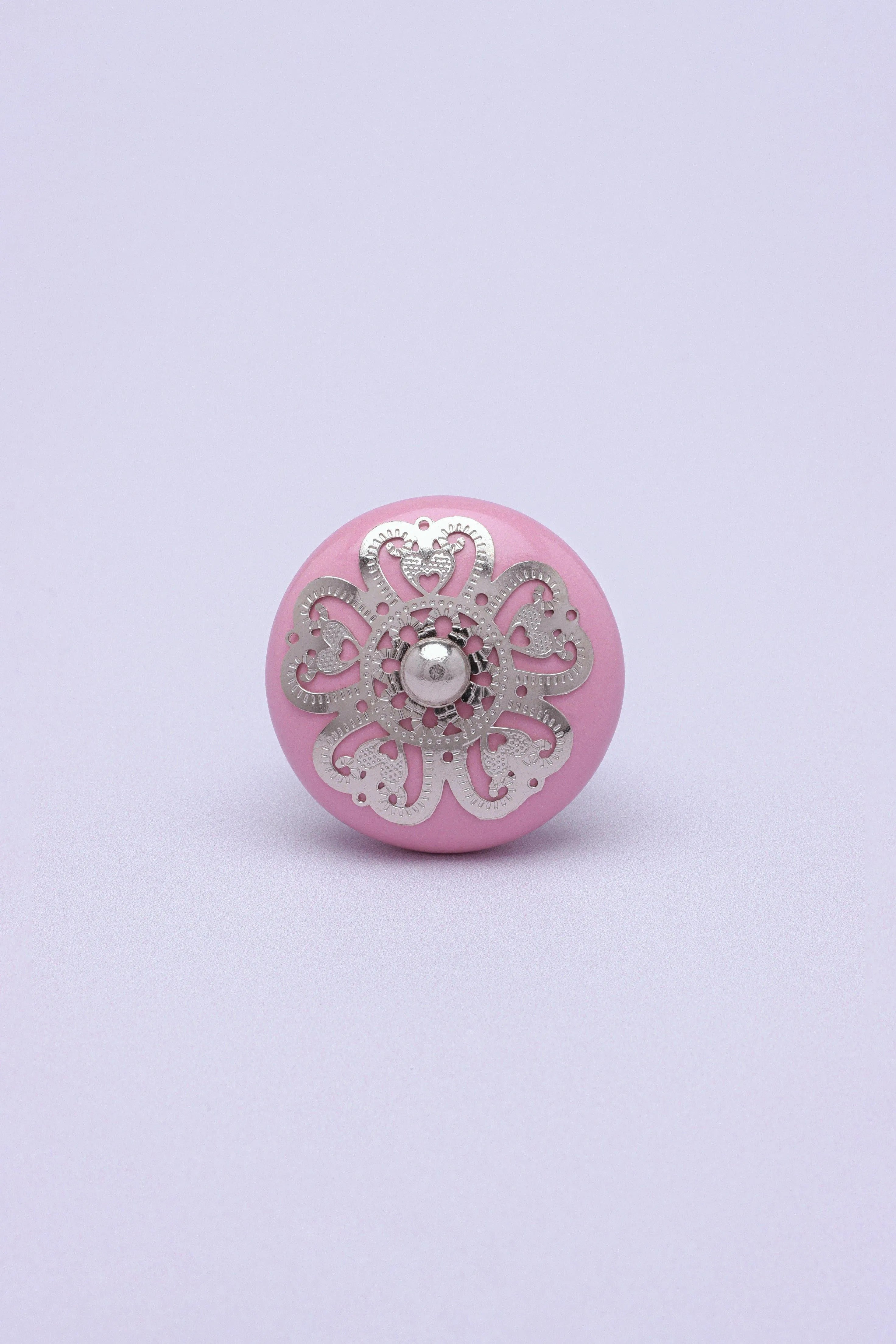 Silver Applique III Ceramic Door Knob Cupboard Drawer Pull Door Handle Coloured - G Decor