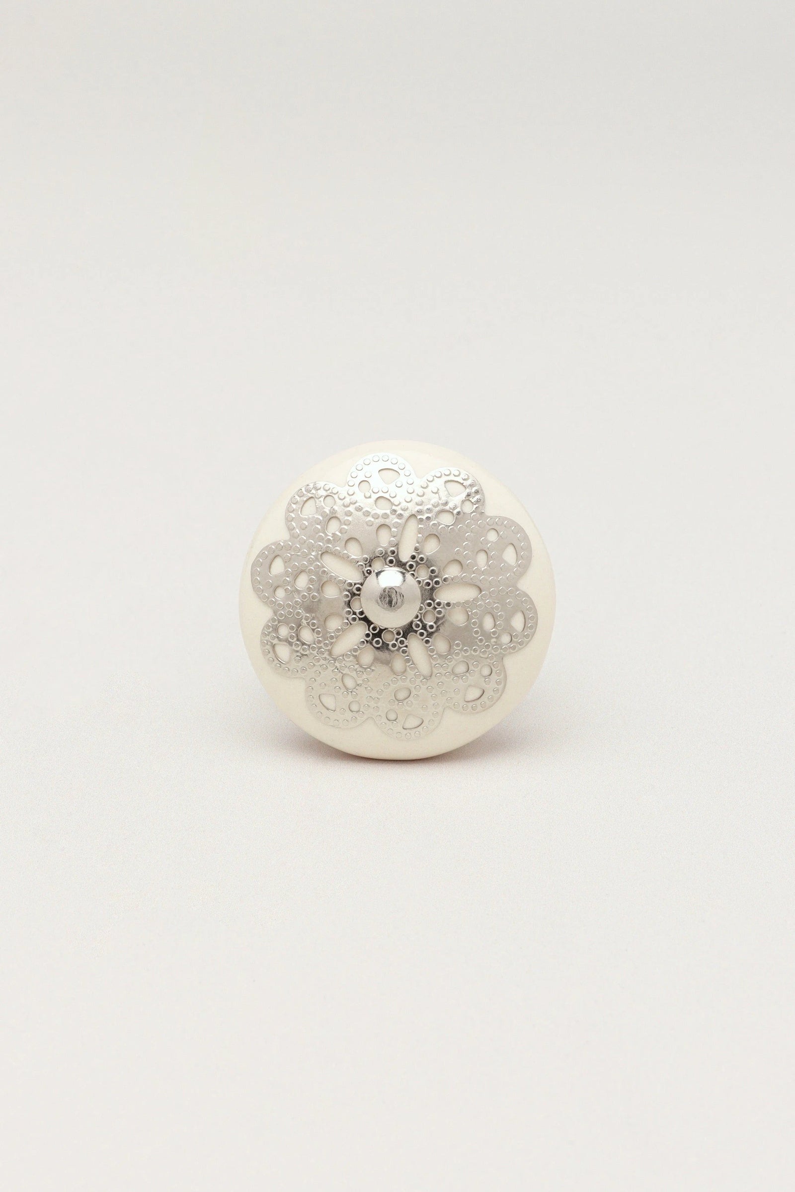 Silver Applique IV Ceramic Cabinet Knob — alternate view, G Decor