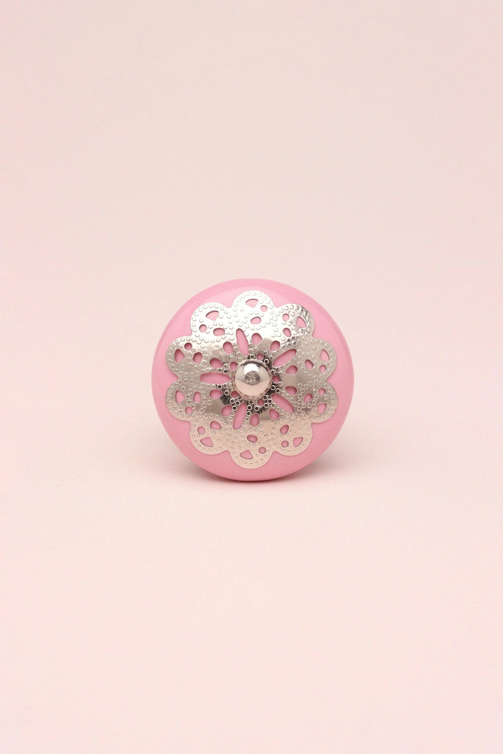Silver Applique IV Ceramic Cabinet Knob in Pastel — alternate view, G Decor