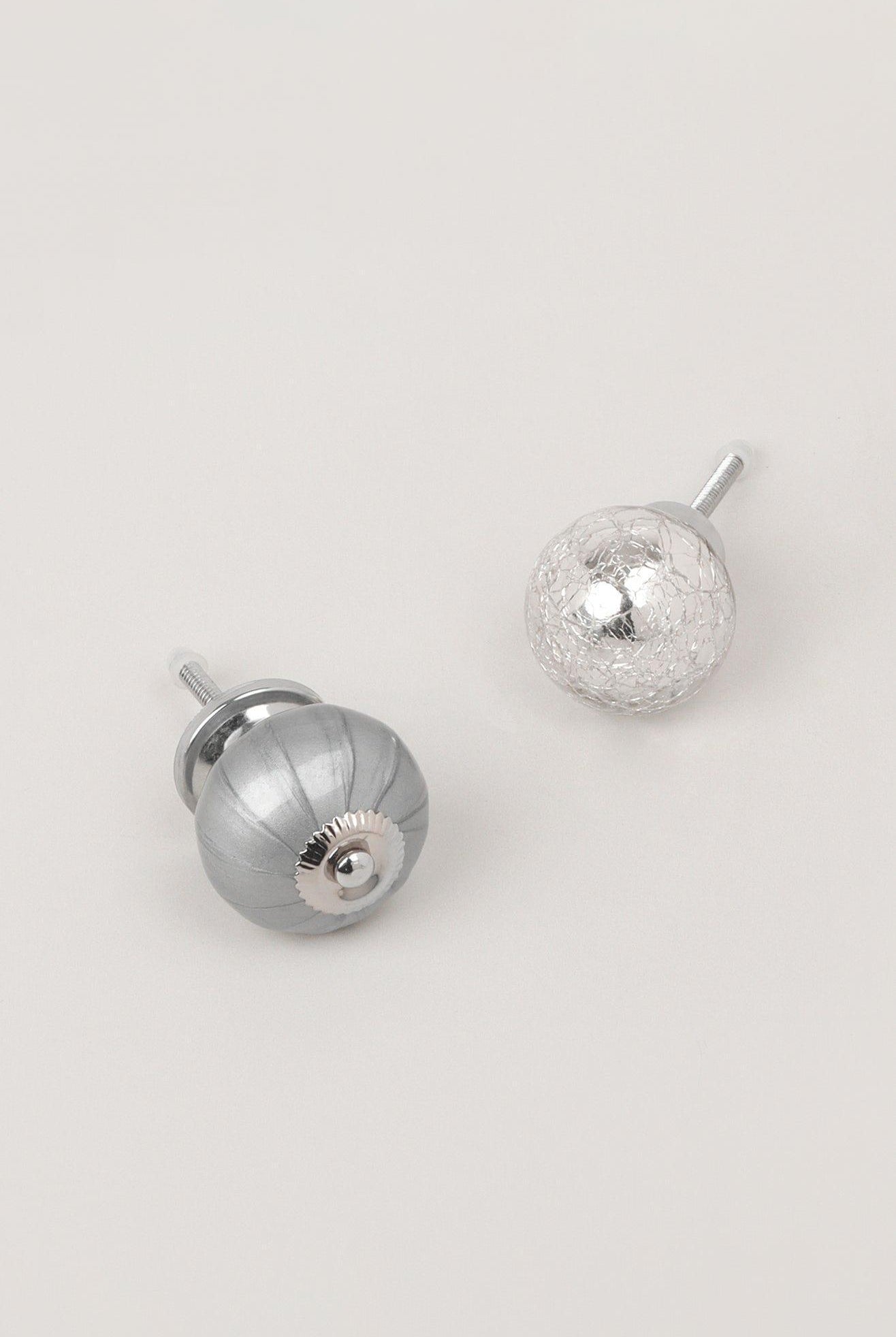 Silver Sweet Praline Crackle and Metallic Chrome Door Knob - G Decor