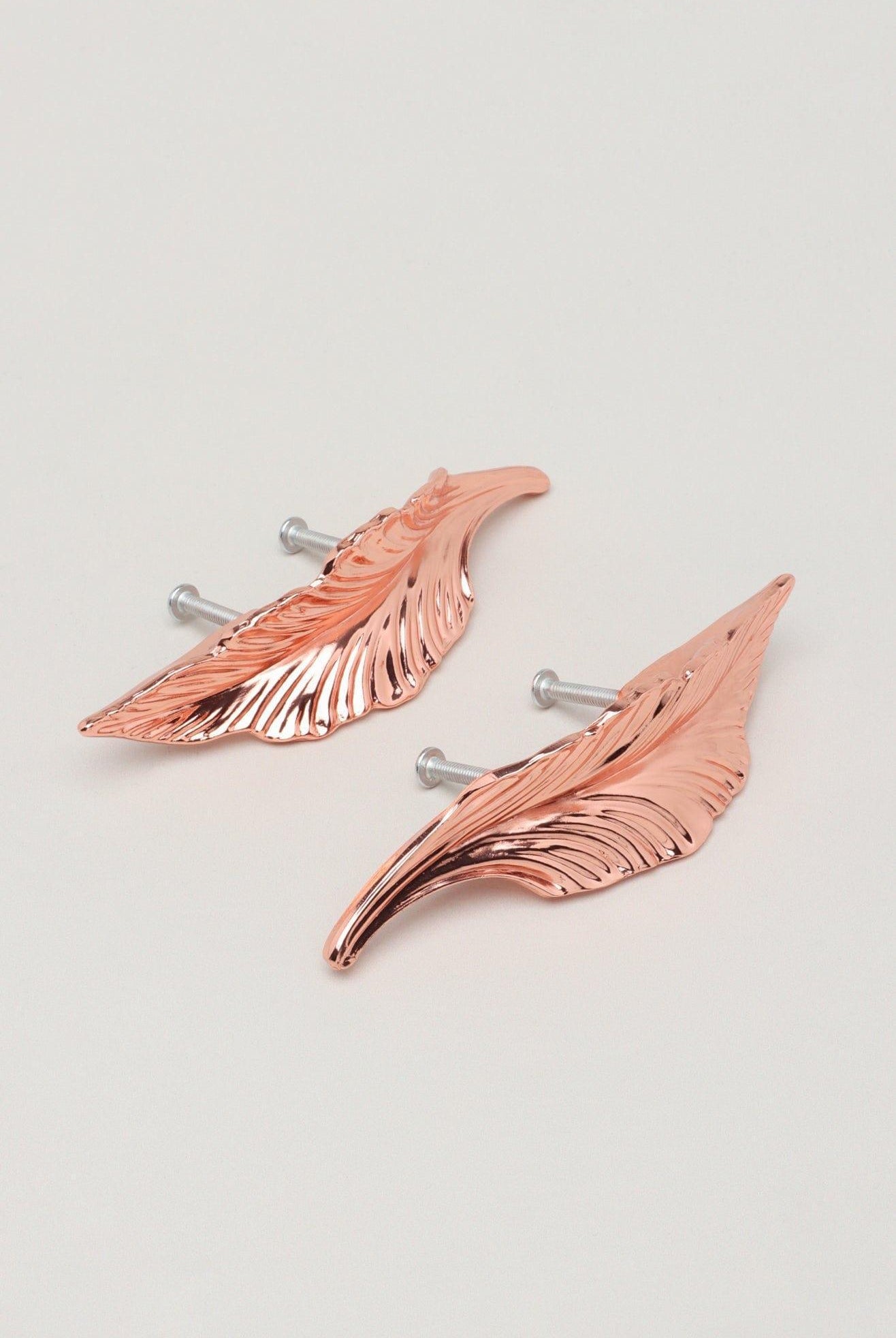 Small Rose Gold Leaves Cupboard Pull Draw Handle - G Decor