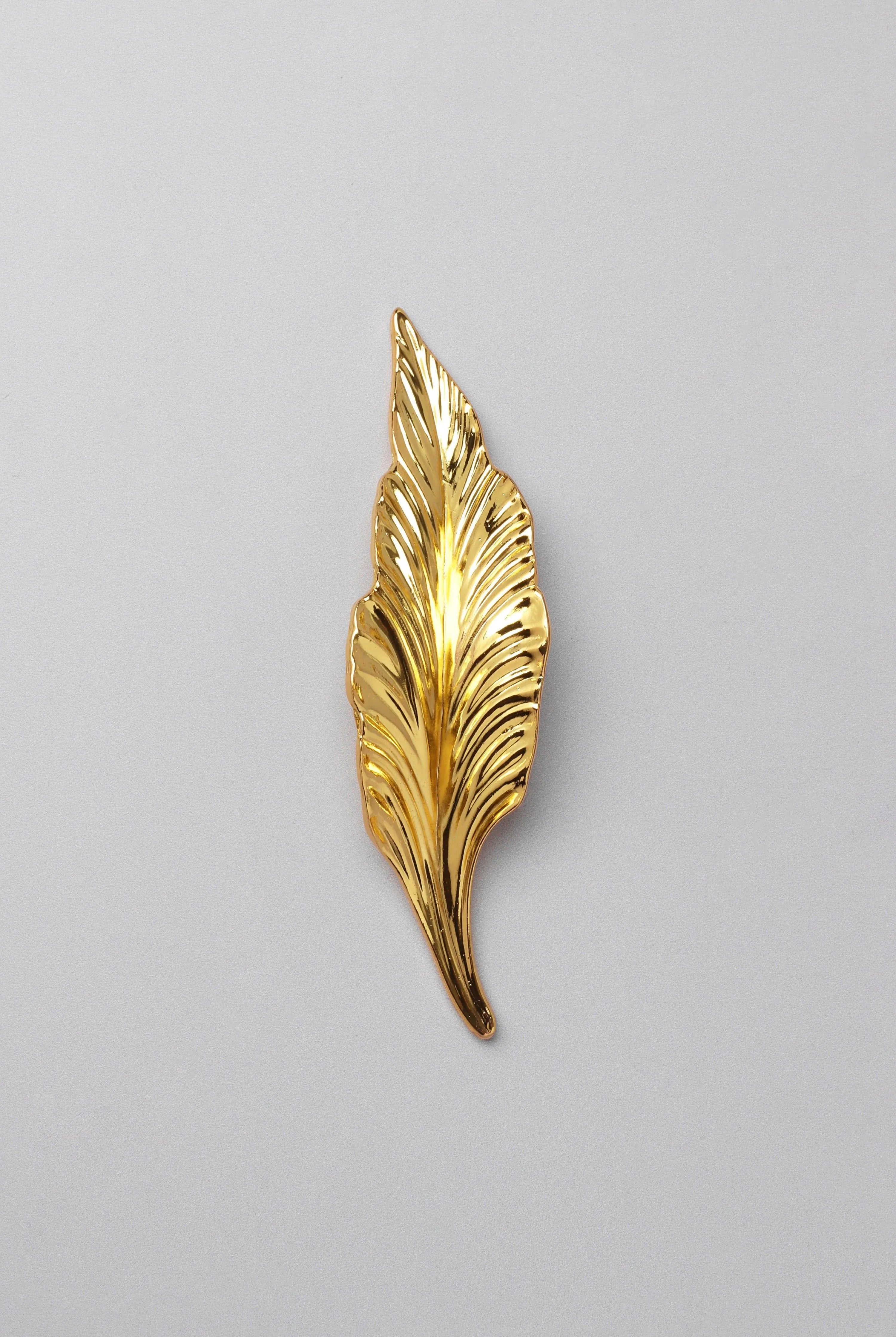 Small Shiny Gold Leaves Door Pull Draw Handle - G Decor