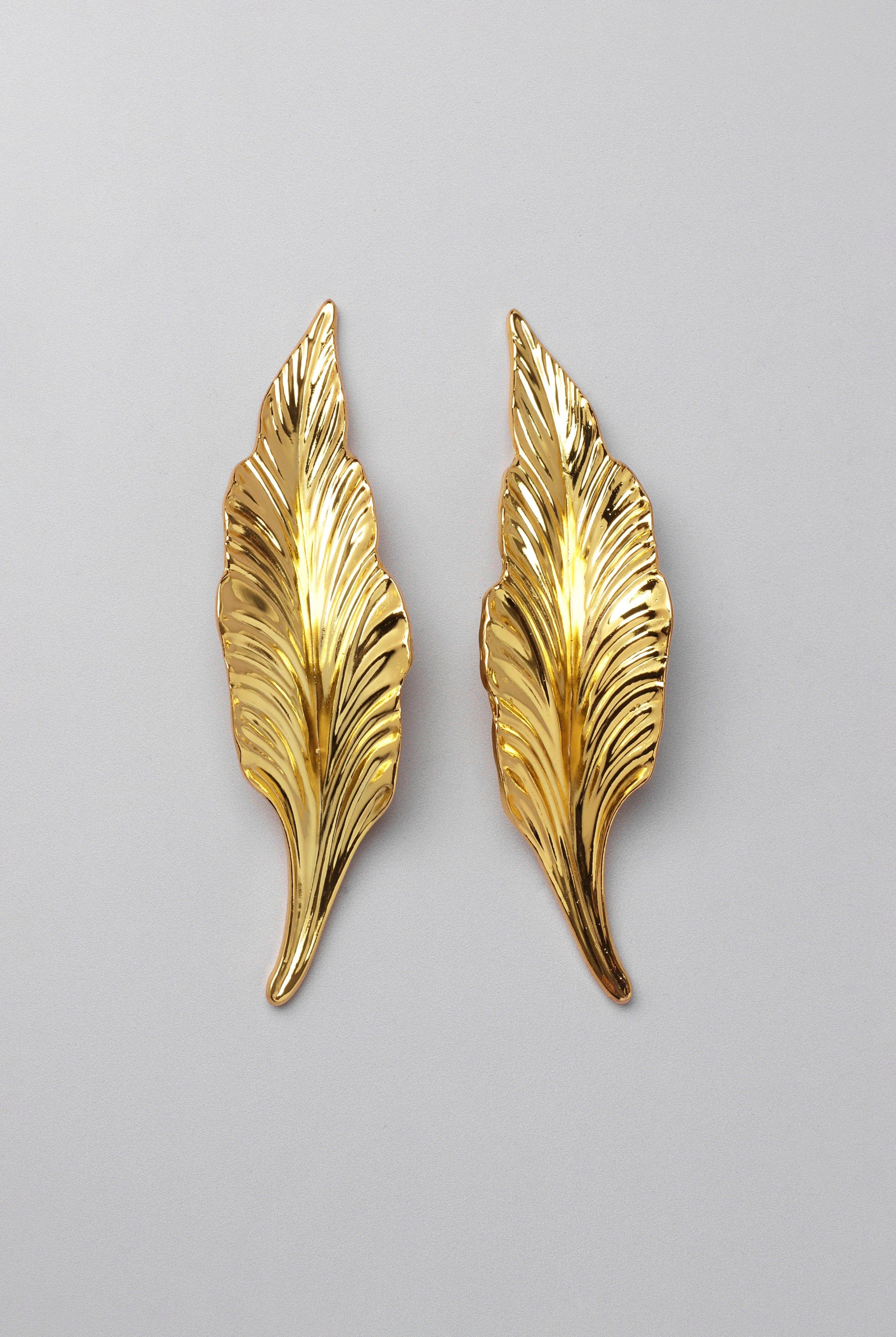 Small Shiny Gold Leaves Door Pull Draw Handle - G Decor