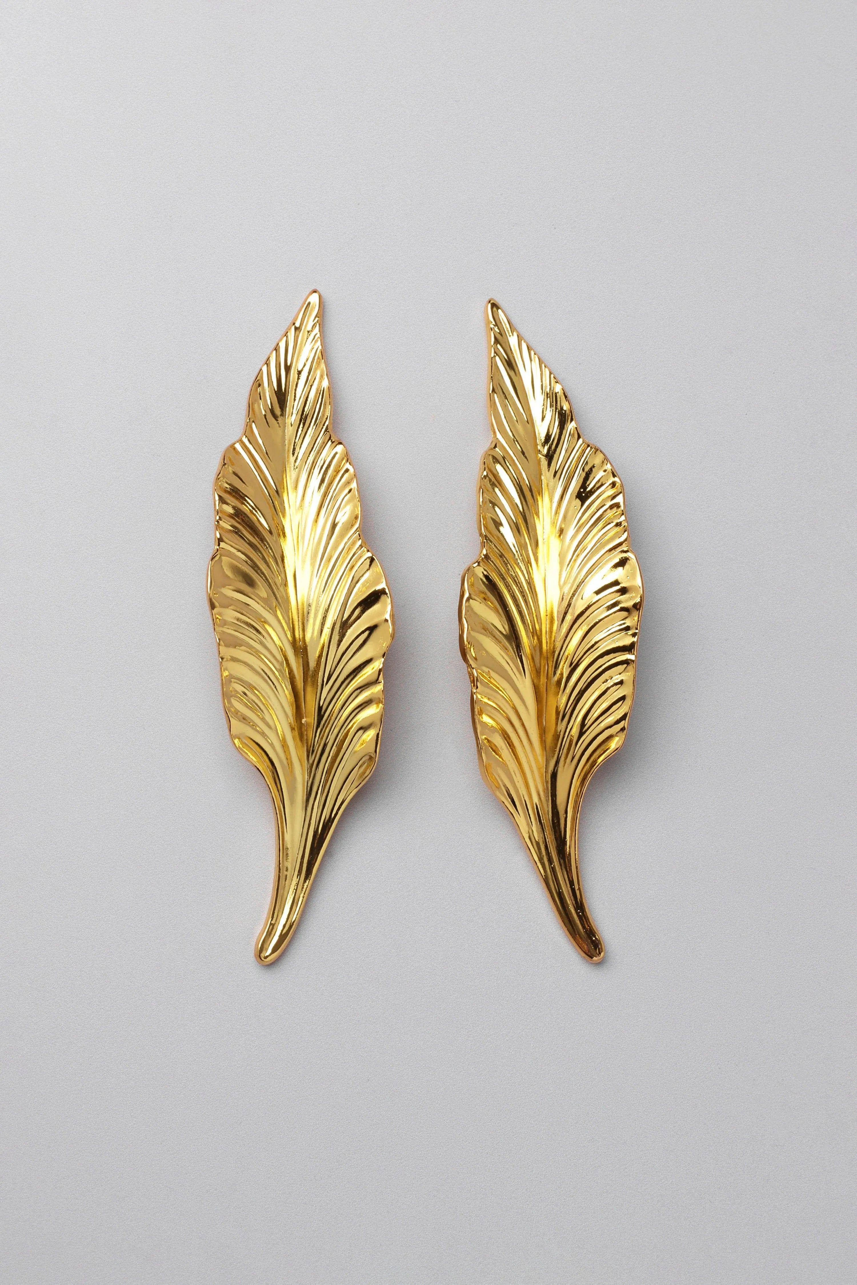 Small Shiny Gold Leaves Door Pull Draw Handle - G Decor