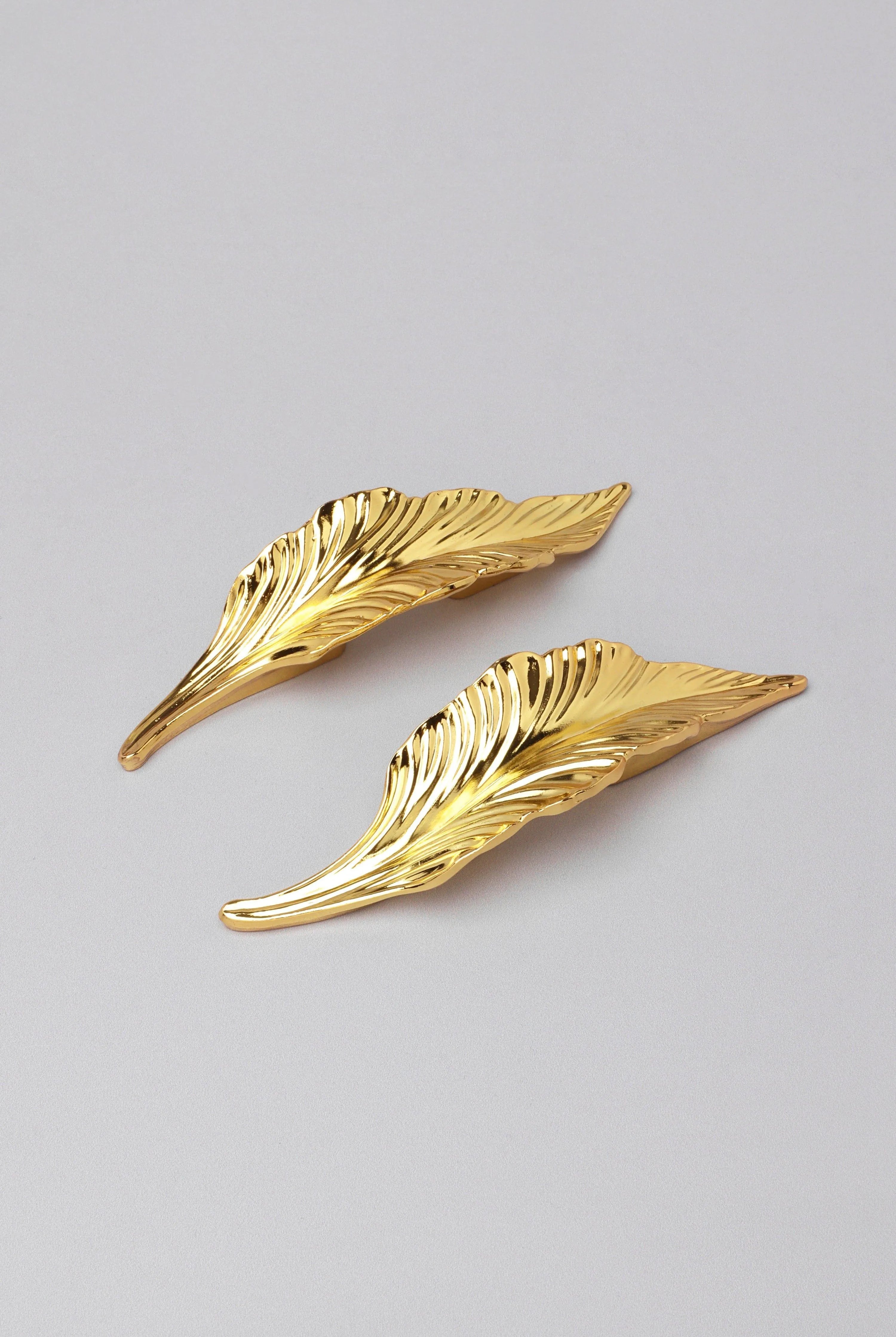 Small Shiny Gold Leaves Door Pull Draw Handle - G Decor