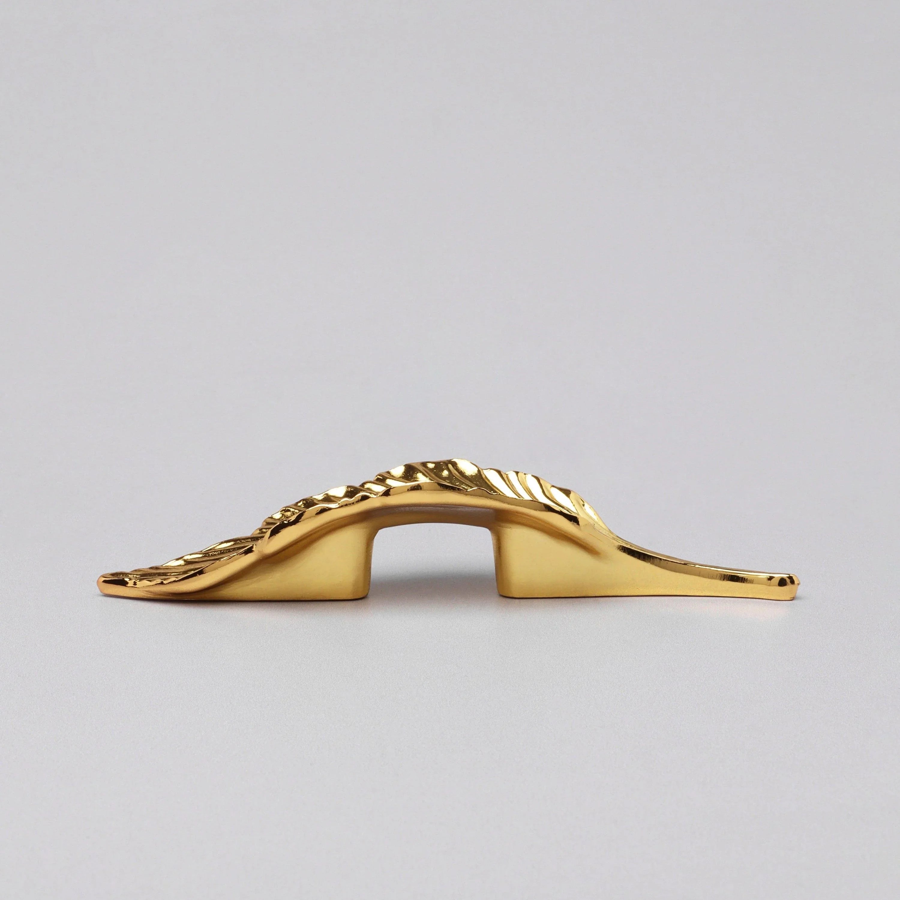 Small Shiny Gold Leaves Door Pull Draw Handle - G Decor