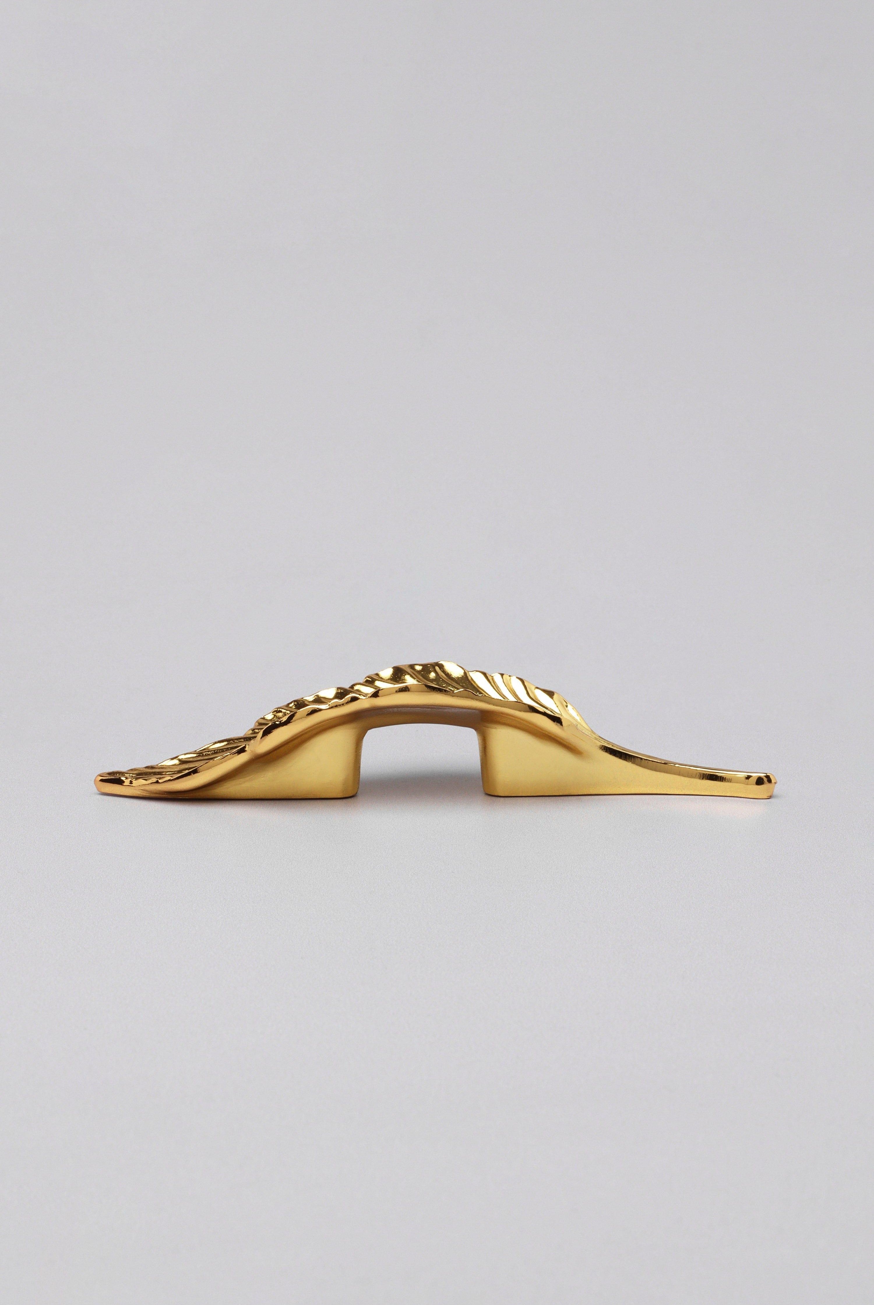 Small Shiny Gold Leaves Door Pull Draw Handle - G Decor