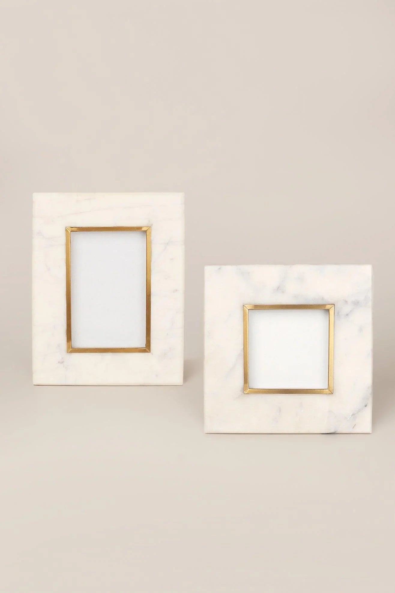 Soléa Dorada White Marble and Brass Photo Frame — alternate view, G Decor