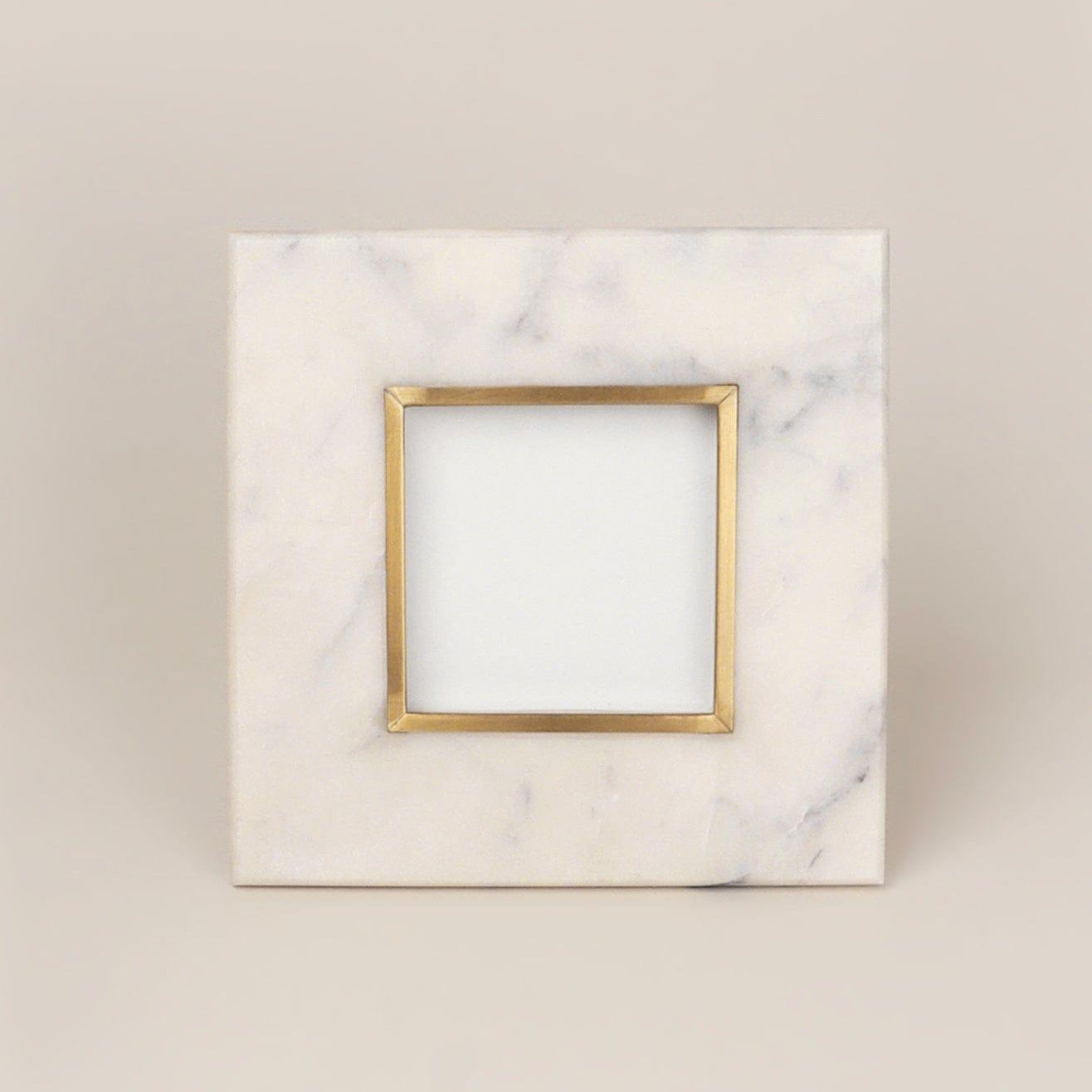 Soléa Dorada Handcrafted White Marble & Brass Photo Frame Stunning Picture Display - G Decor
