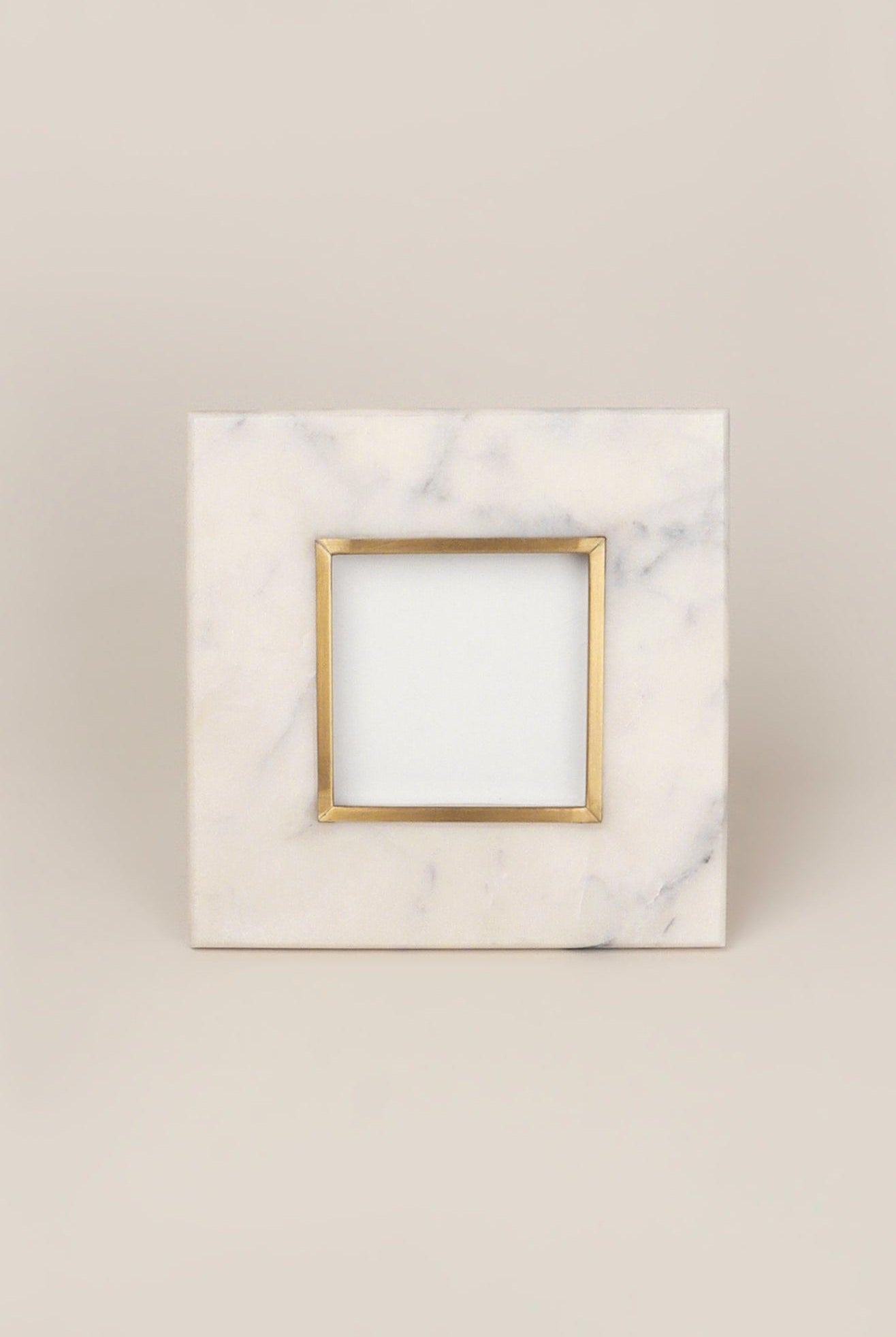 Soléa Dorada Handcrafted White Marble & Brass Photo Frame Stunning Picture Display - G Decor