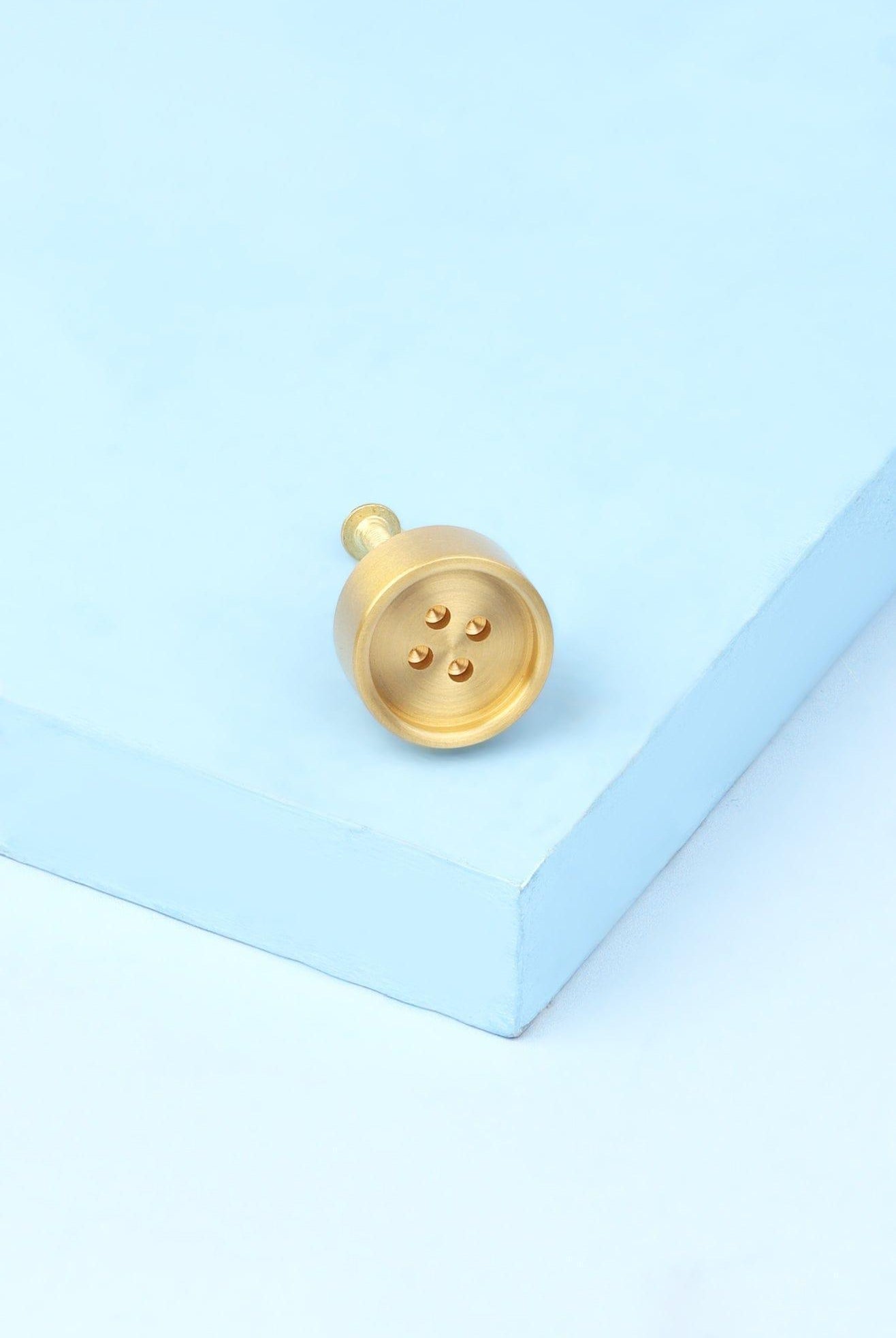Solid Brass Matte Button Handle Gold Cabinet & Drawer Knob - G Decor
