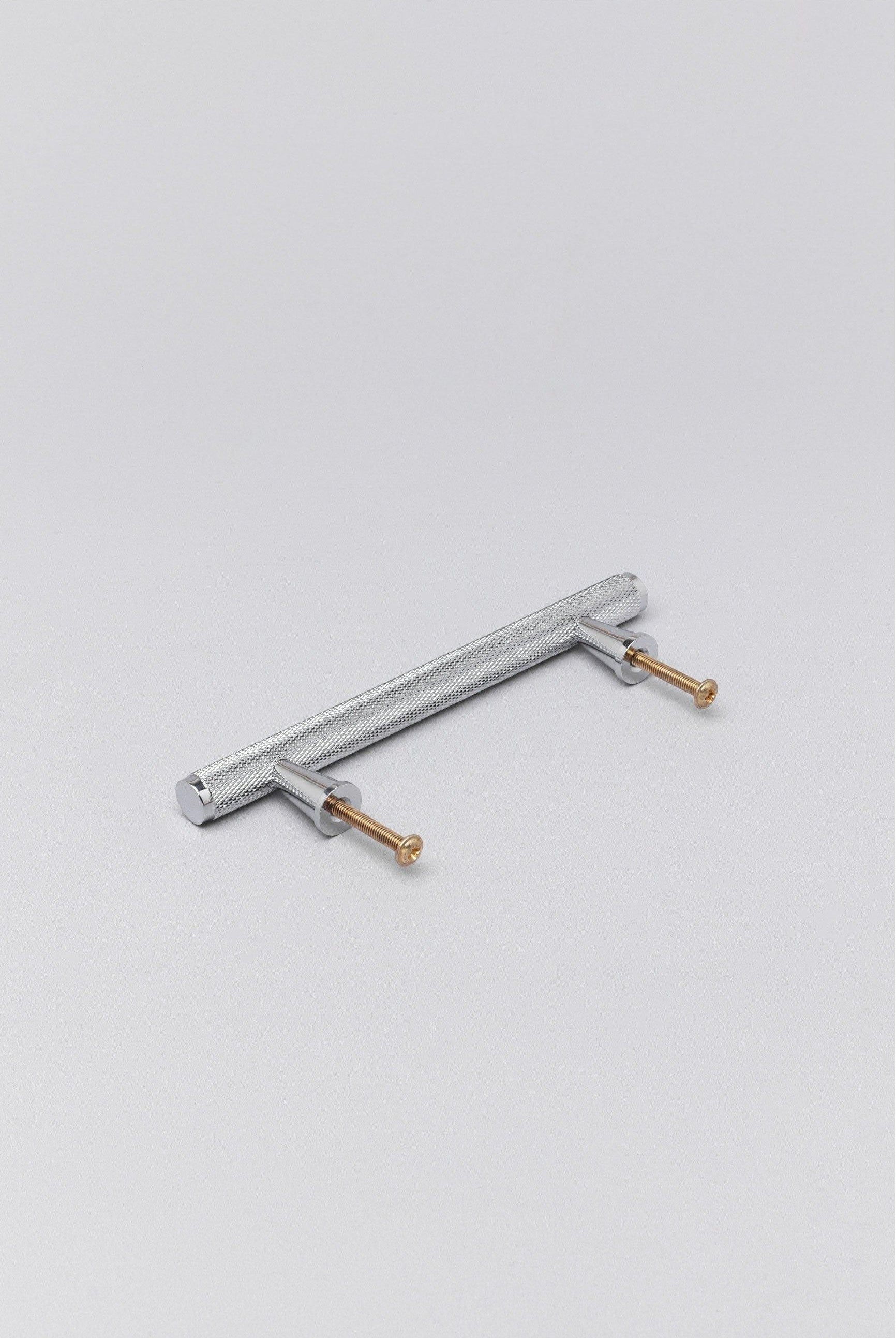 Solid Chrome Matt Knurled T Bar Kitchen Silver Cupboard Handles - G Decor