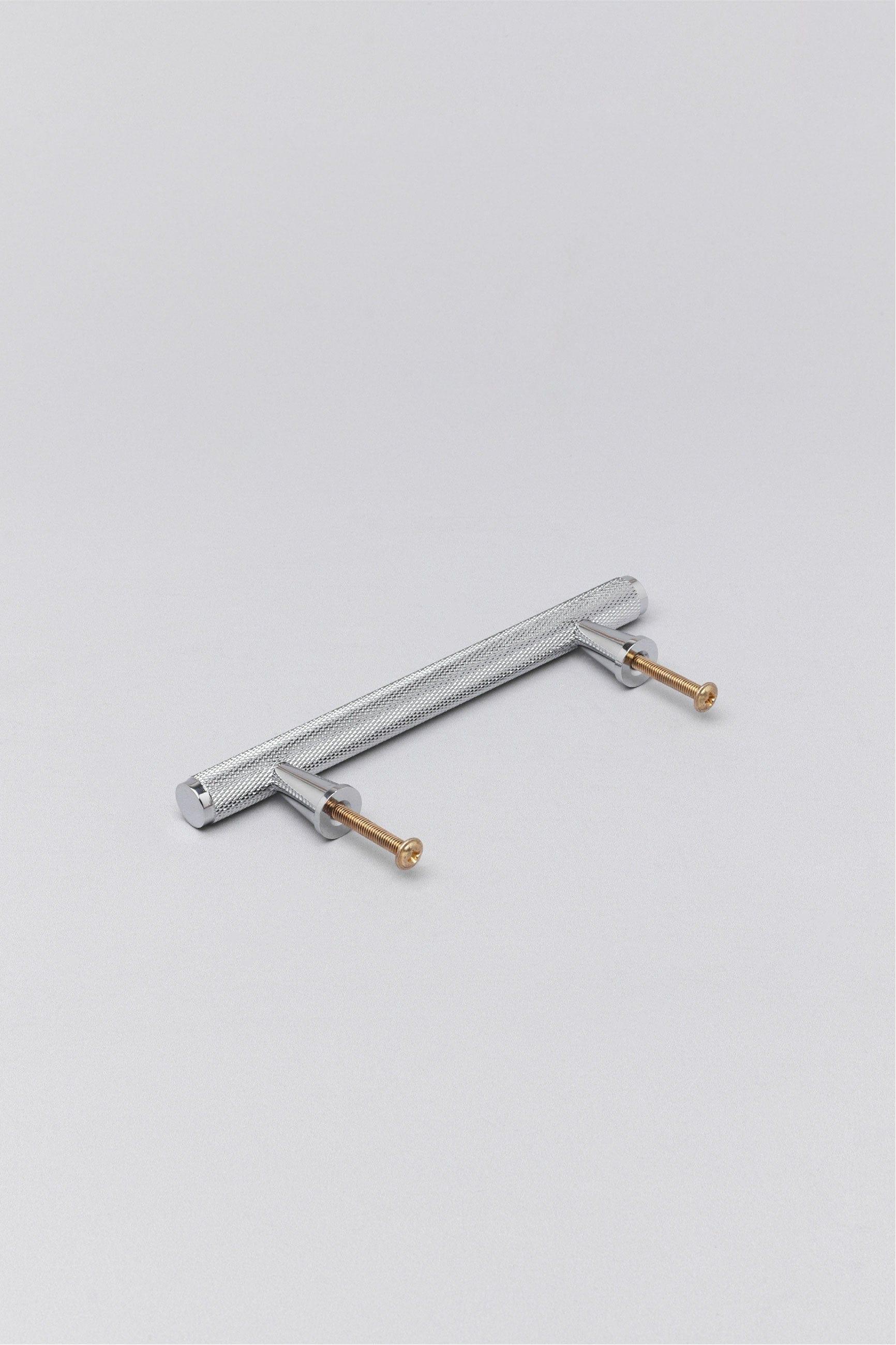 Solid Chrome Matt Knurled T Bar Kitchen Silver Cupboard Handles - G Decor