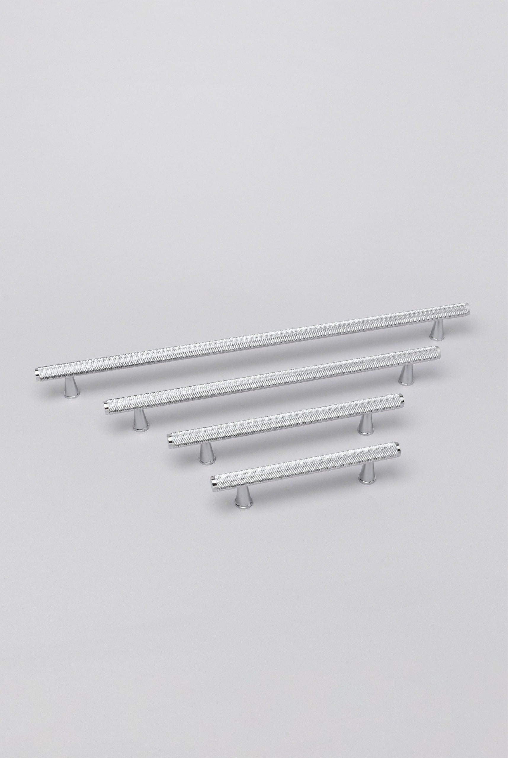 Solid Chrome Matt Knurled T Bar Kitchen Silver Cupboard Handles - G Decor