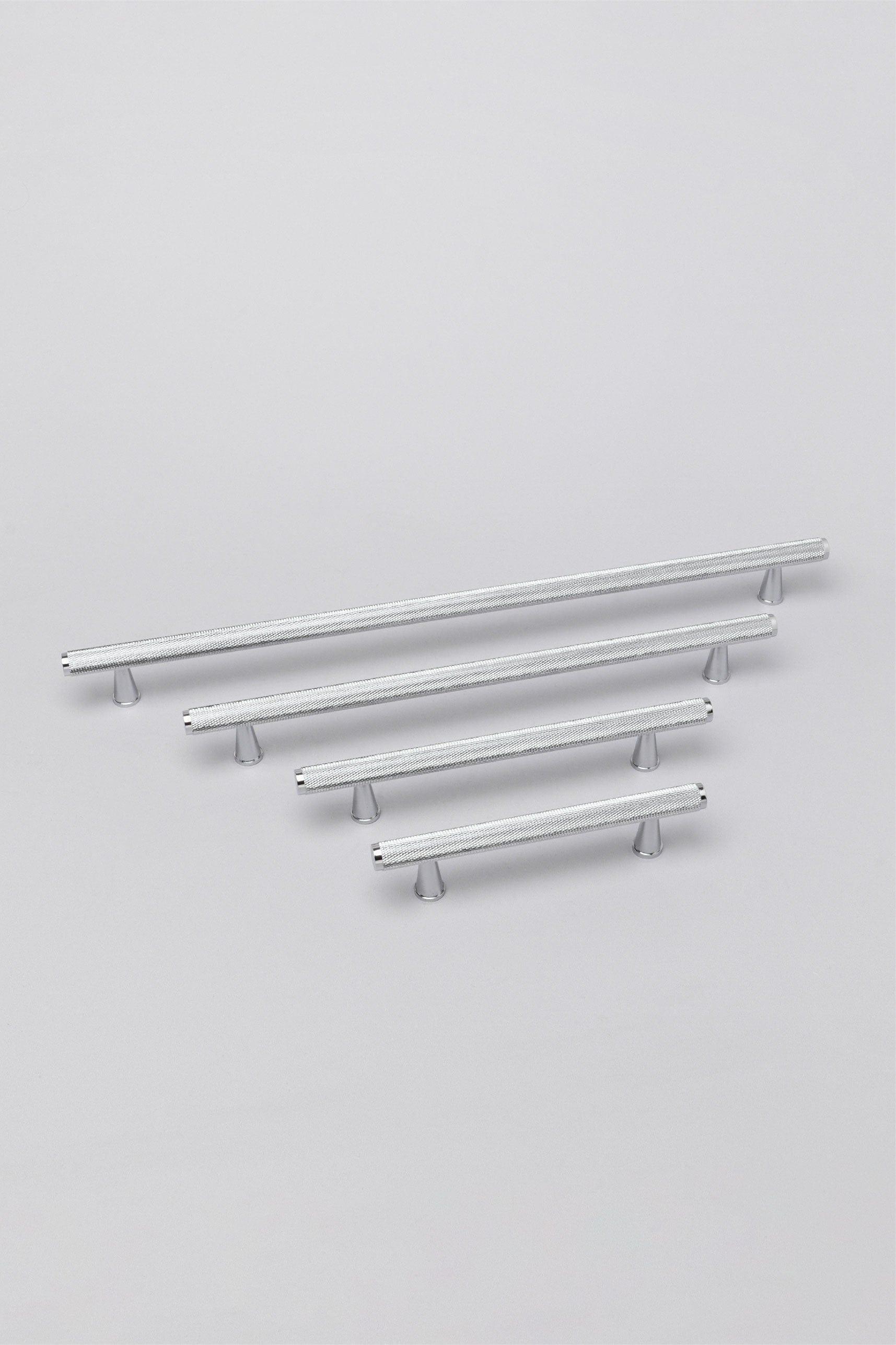 Solid Chrome Matt Knurled T Bar Kitchen Silver Cupboard Handles - G Decor