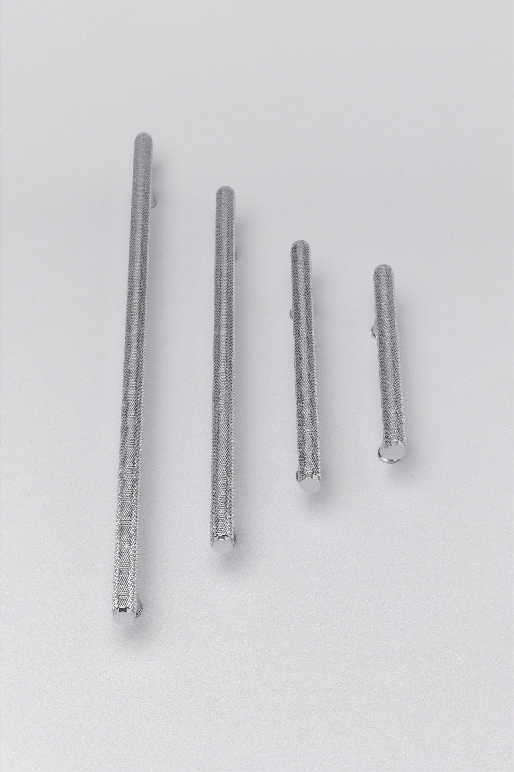 Solid Chrome Matt Knurled T Bar Kitchen Silver Cupboard Handles - G Decor