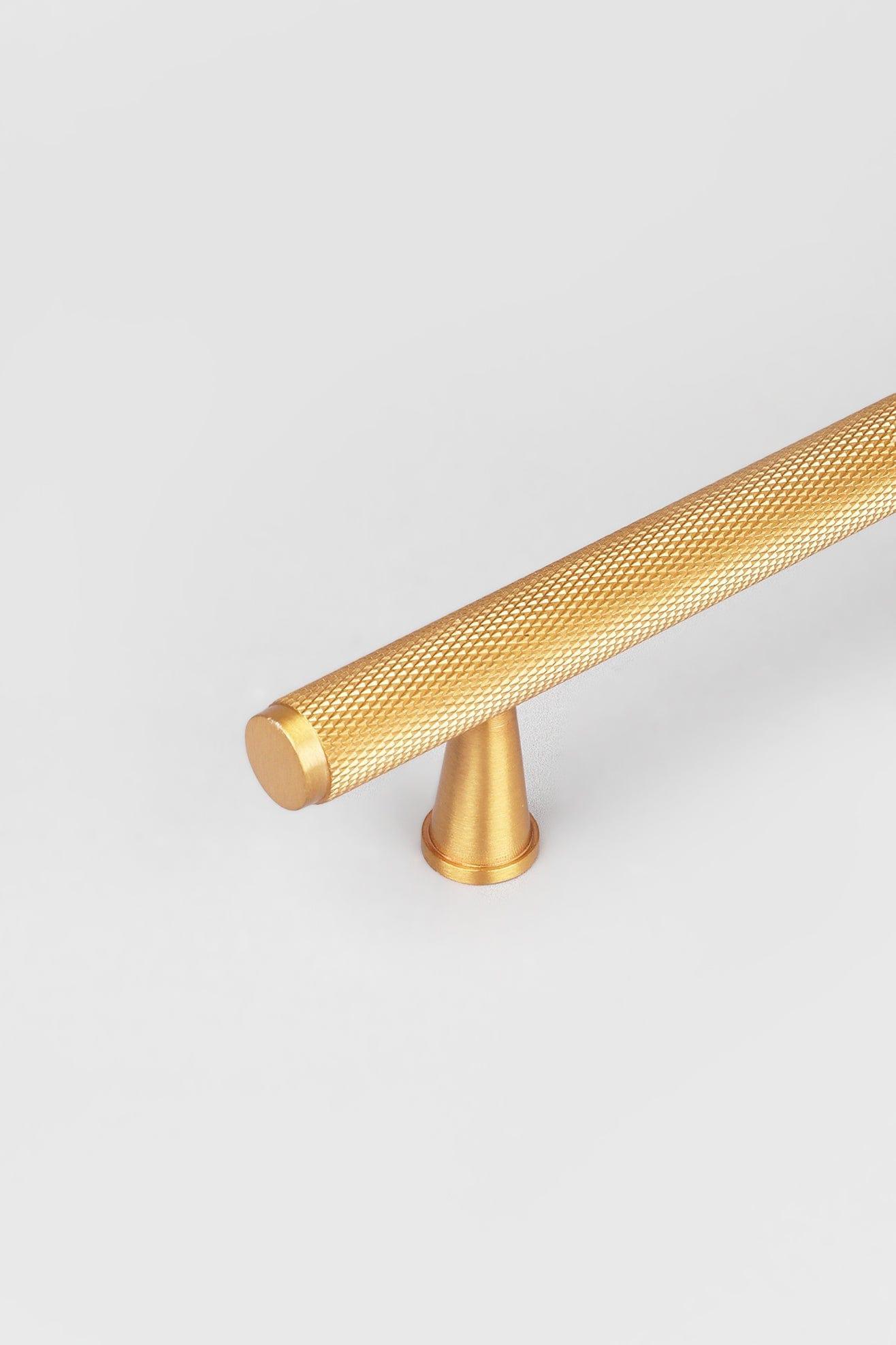 Solid Matt Brass Knurled T Bar Kitchen Gold Cupboard Handles - G Decor