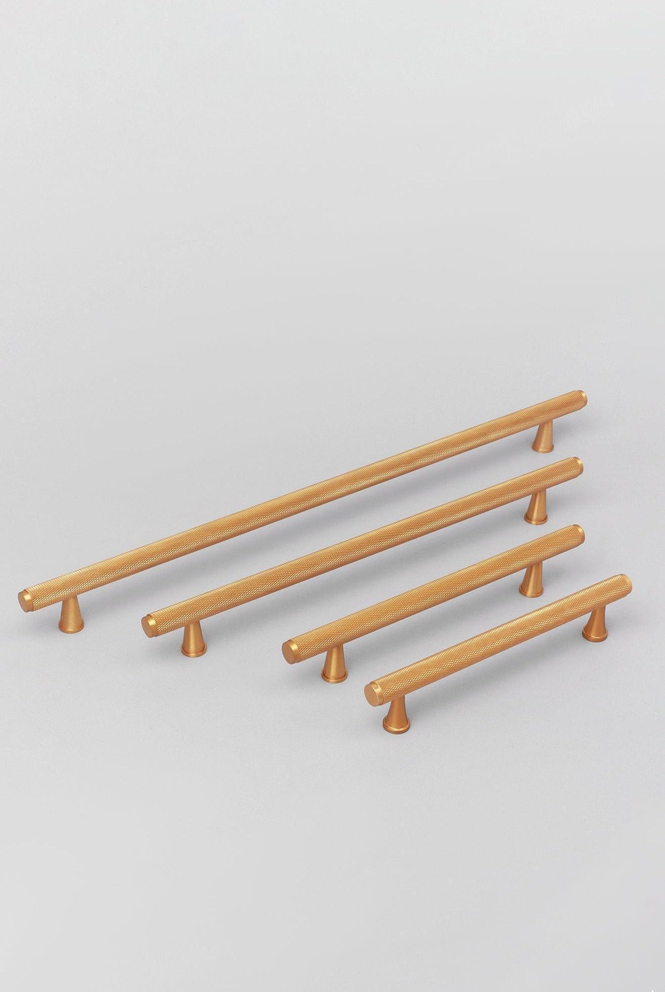 Solid Matt Brass Knurled T Bar Kitchen Gold Cupboard Handles - G Decor