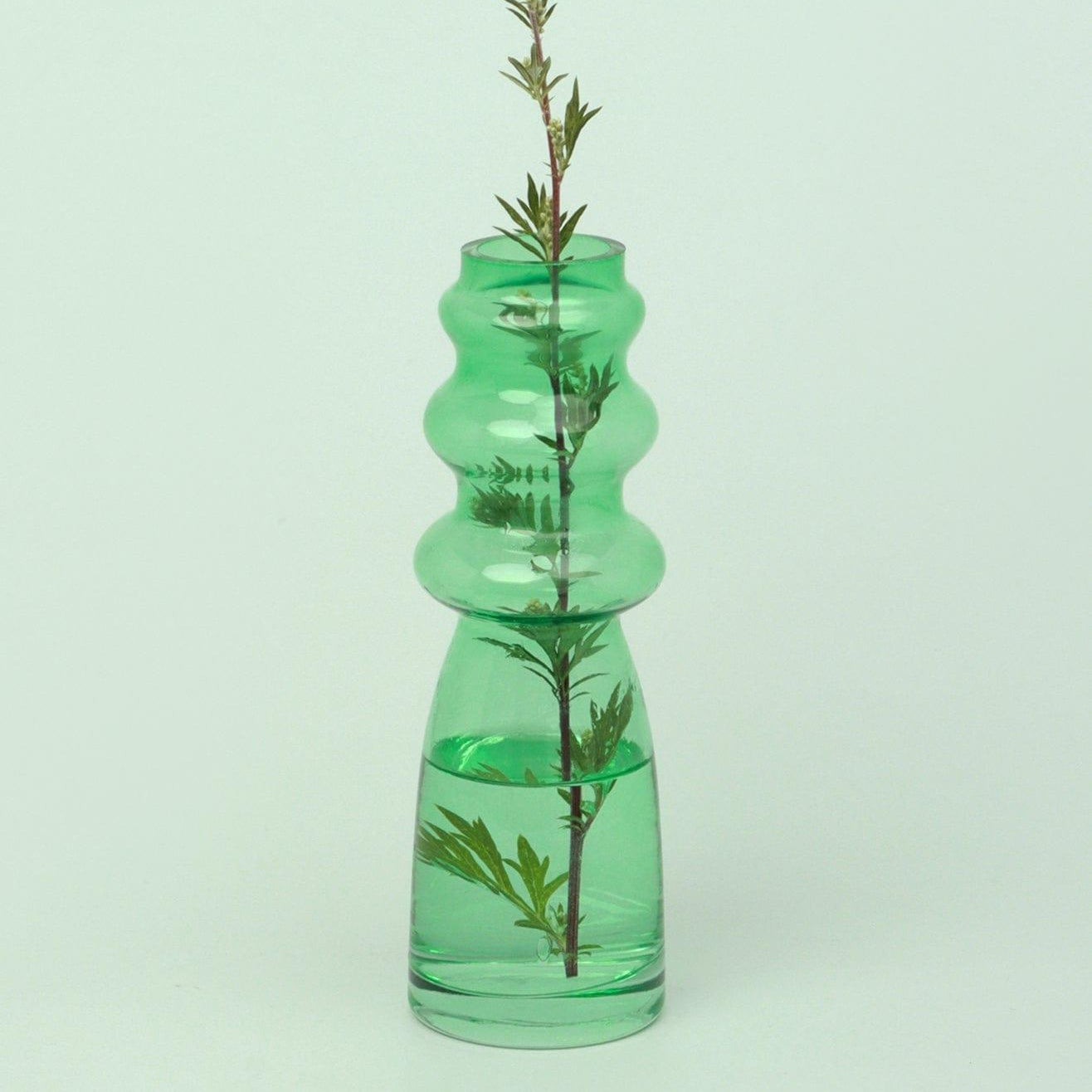 Stella Green Glass Ribbed Vase - G Decor