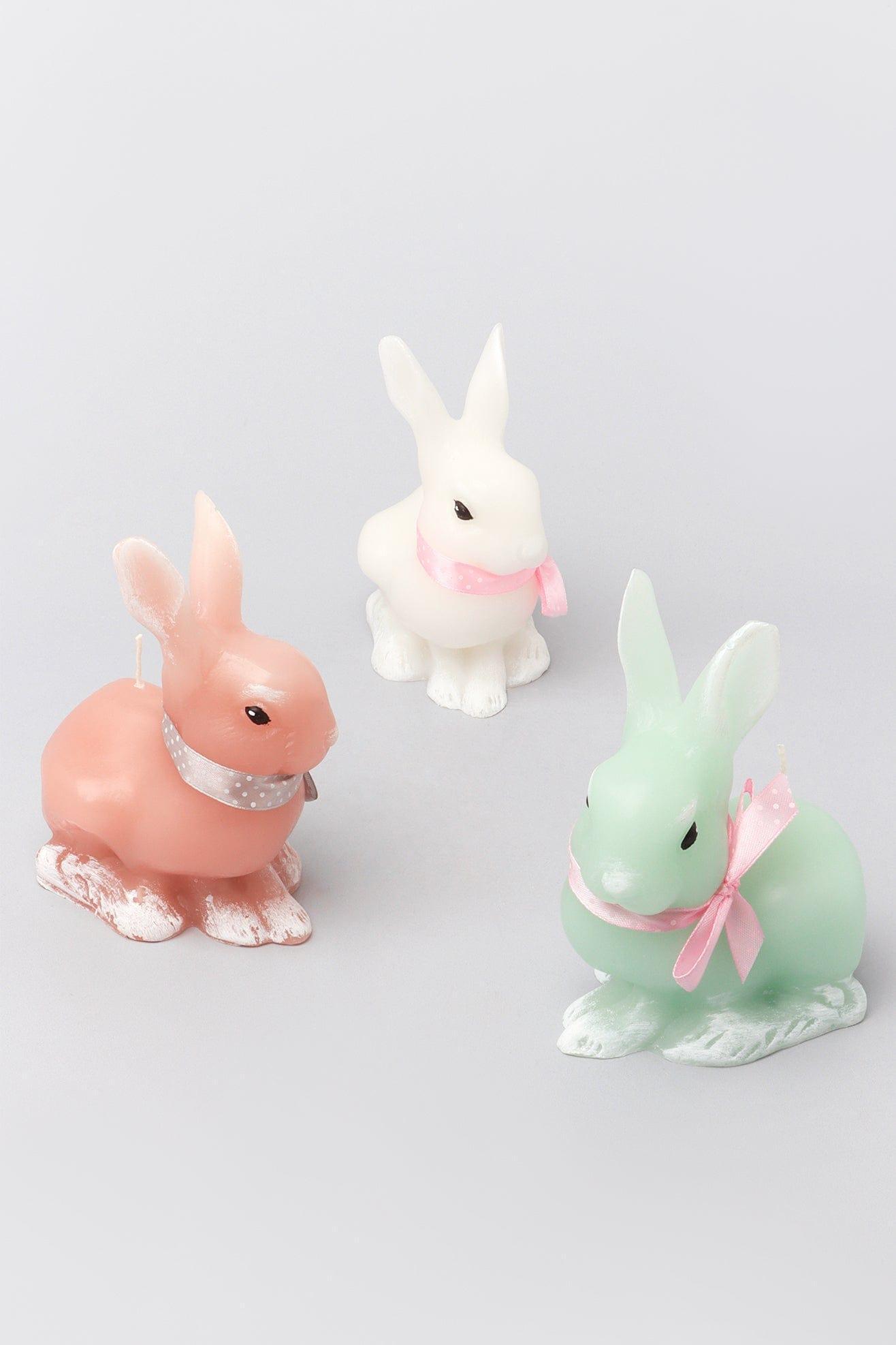Sugar Pastel Bunny Scented Candle Rabbit Candle with Ribbon Bow - G Decor