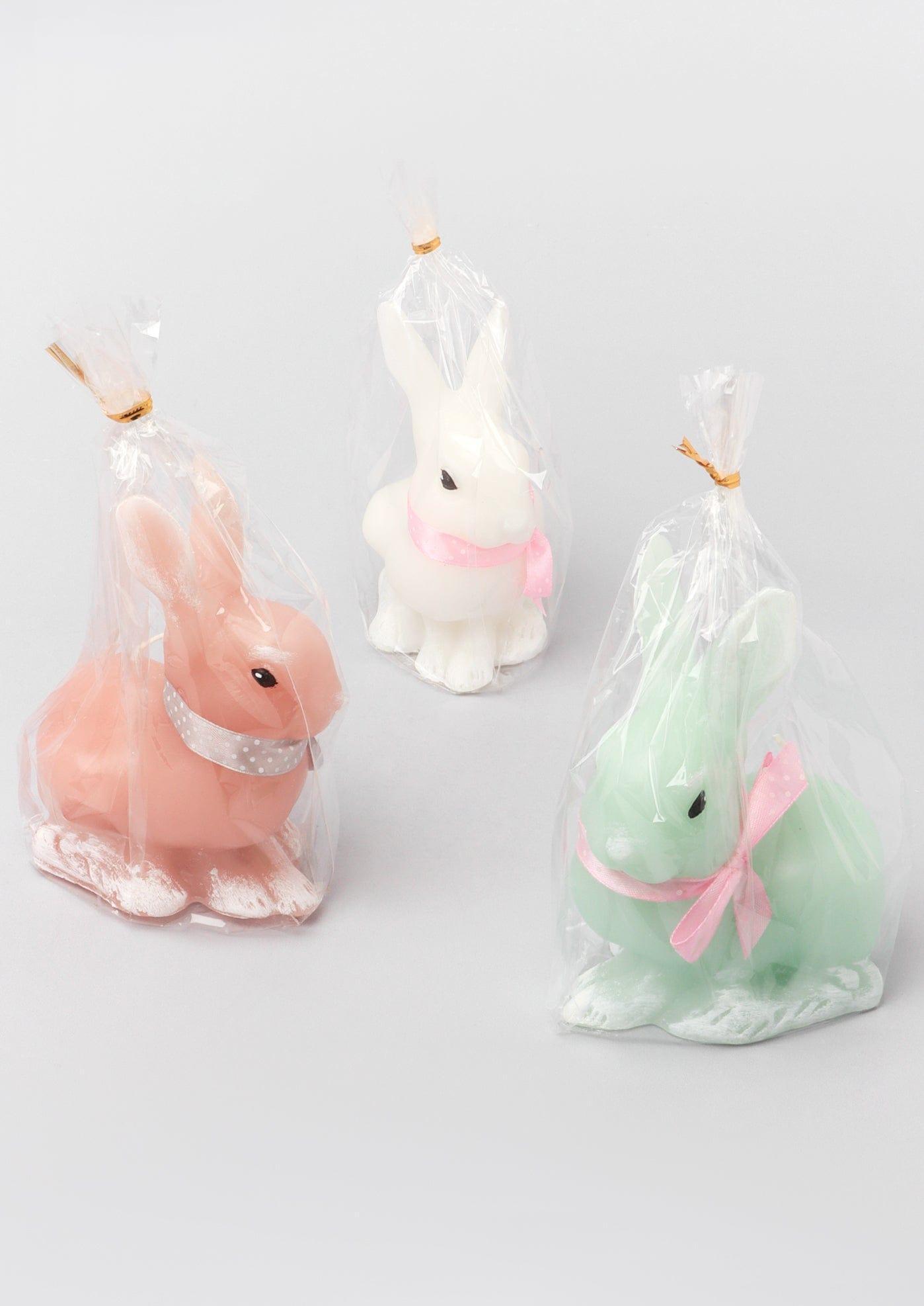 Sugar Pastel Bunny Scented Candle Rabbit Candle with Ribbon Bow - G Decor