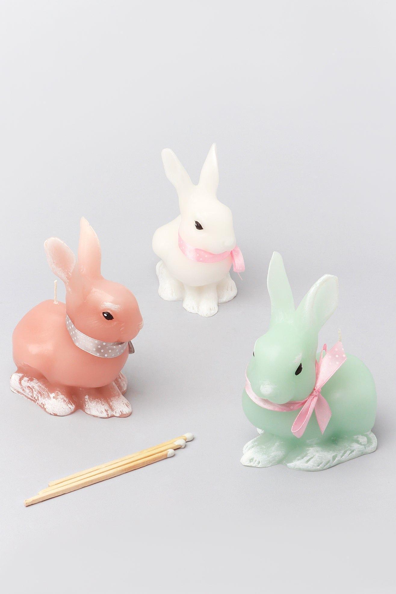 Sugar Pastel Bunny Scented Candle Rabbit Candle with Ribbon Bow - G Decor