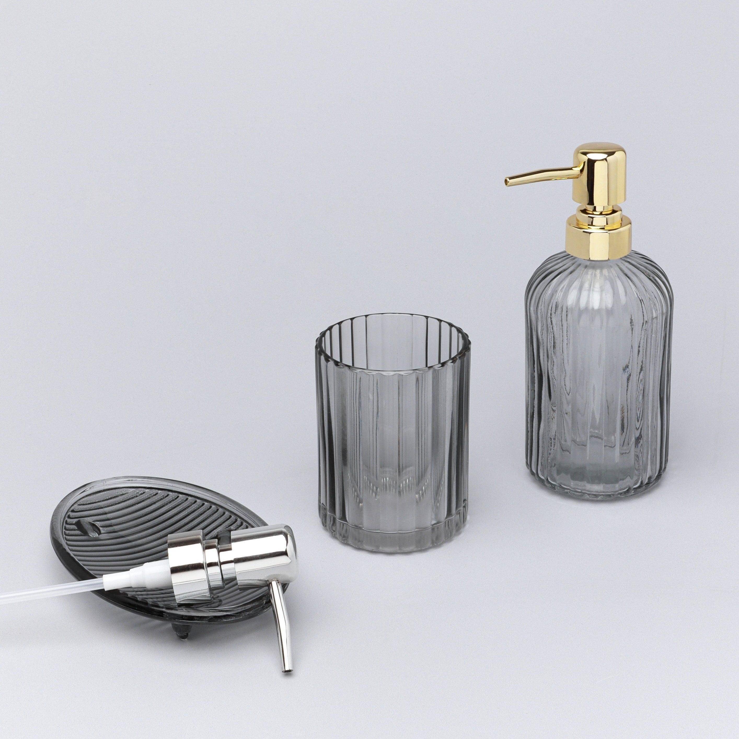 Three Piece Vienna Grey Glass Bathroom Set - G Decor