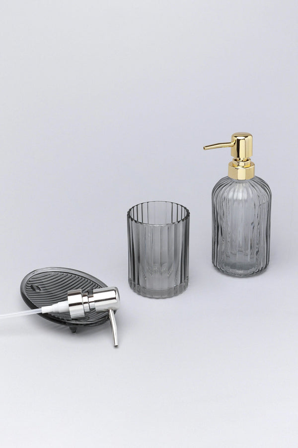 Vienna Three-Piece Grey Glass Bathroom Accessory Set