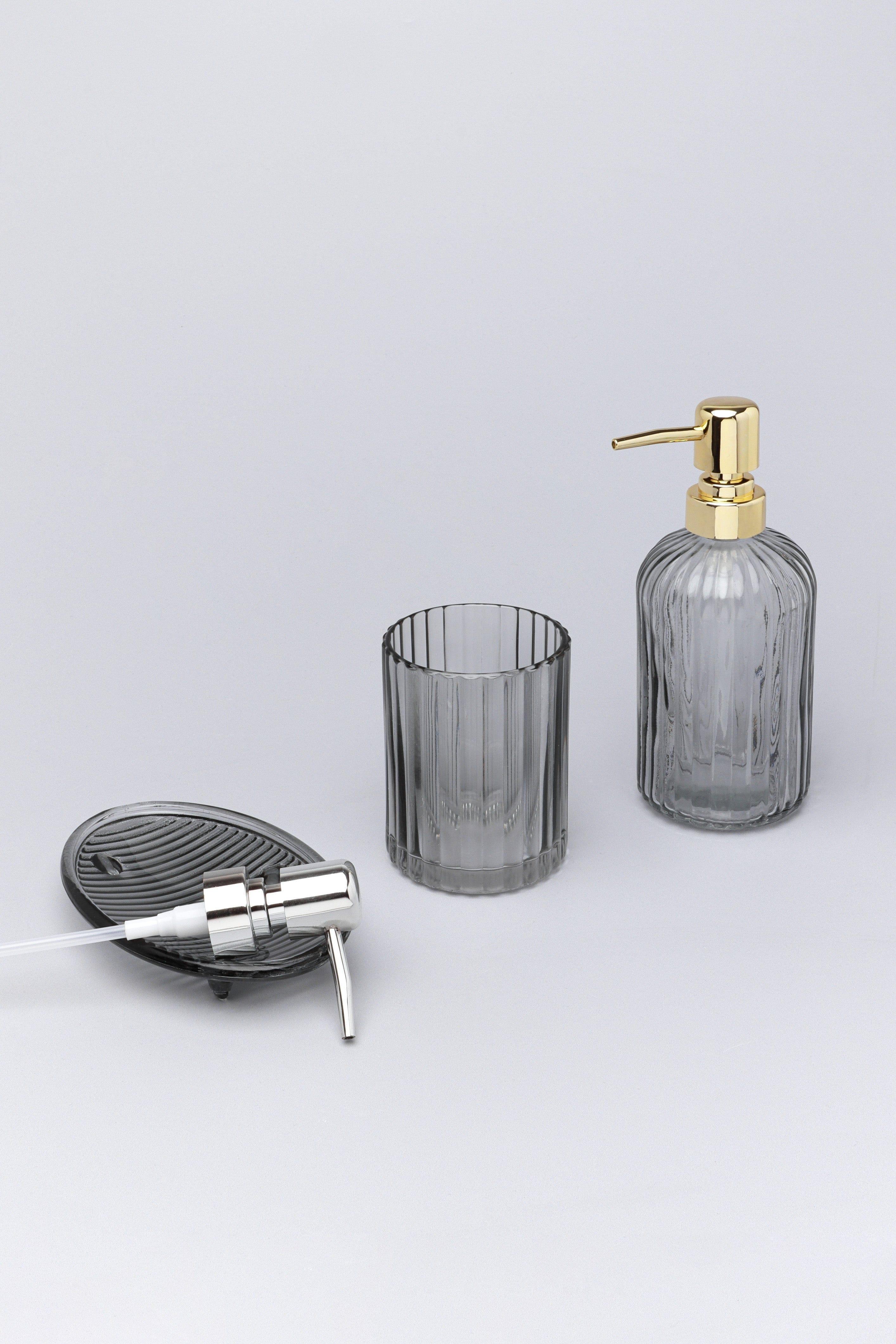 Three Piece Vienna Grey Glass Bathroom Set - G Decor
