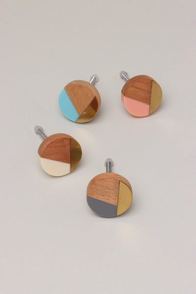 Three-Tone Wood Resin and Brass Cabinet Knob