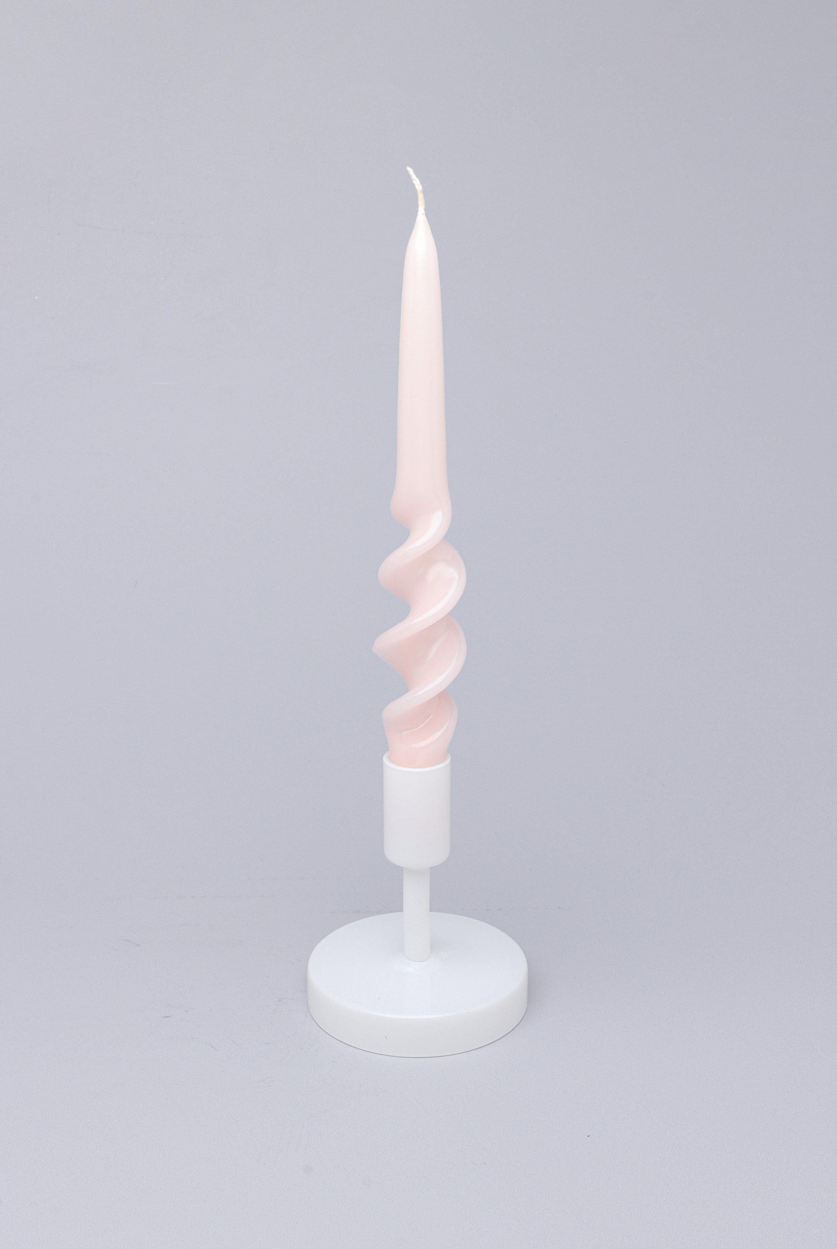 Twiselle Set of 2 Spiral Twisted Hand Dipped Dinner Blush Pink Taper Candles - G Decor