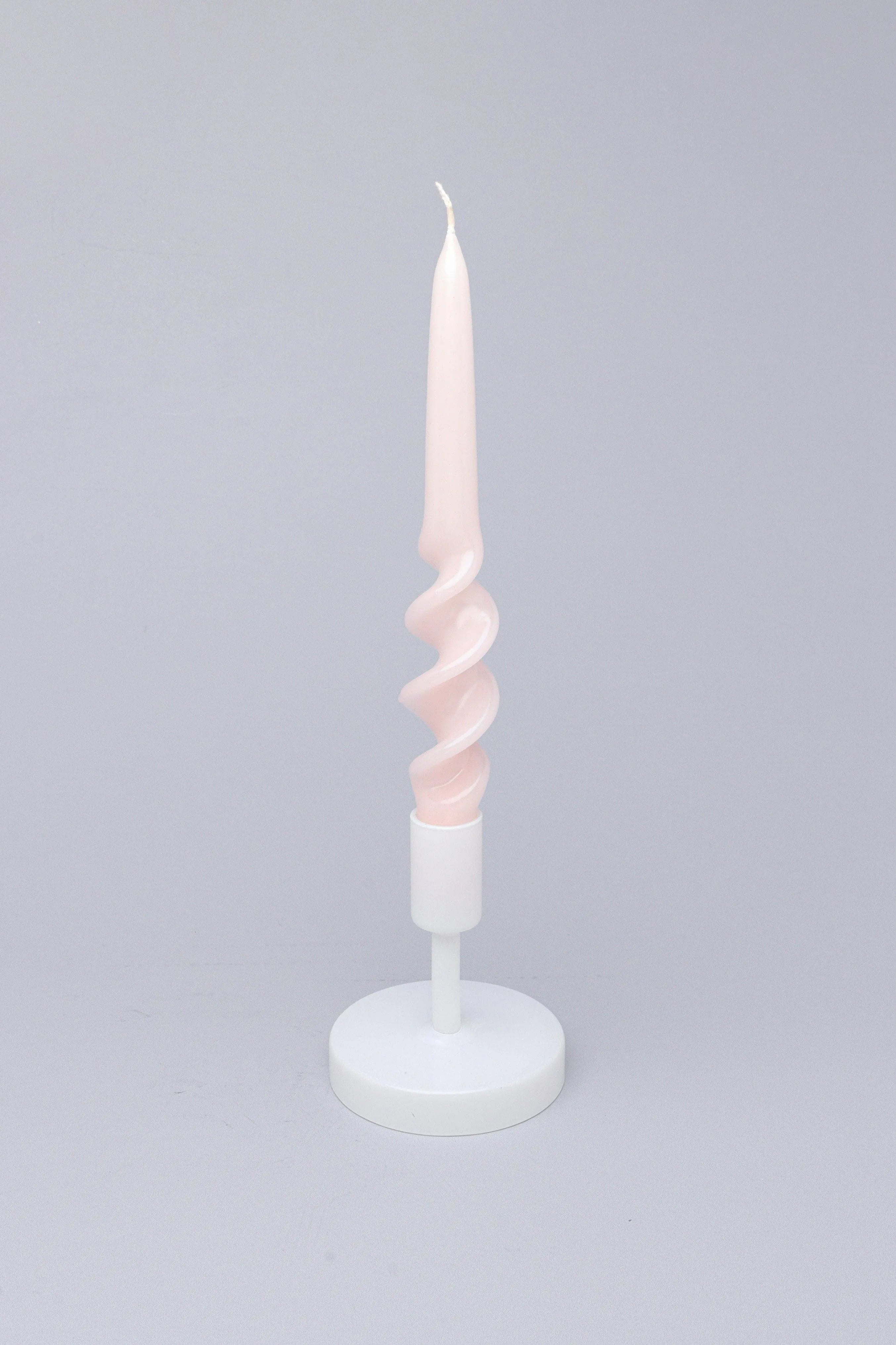twiselle-set-of-2-spiral-twisted-hand-dipped-dinner-blush-pink-taper-candles-g-decor-57044 - G Decor