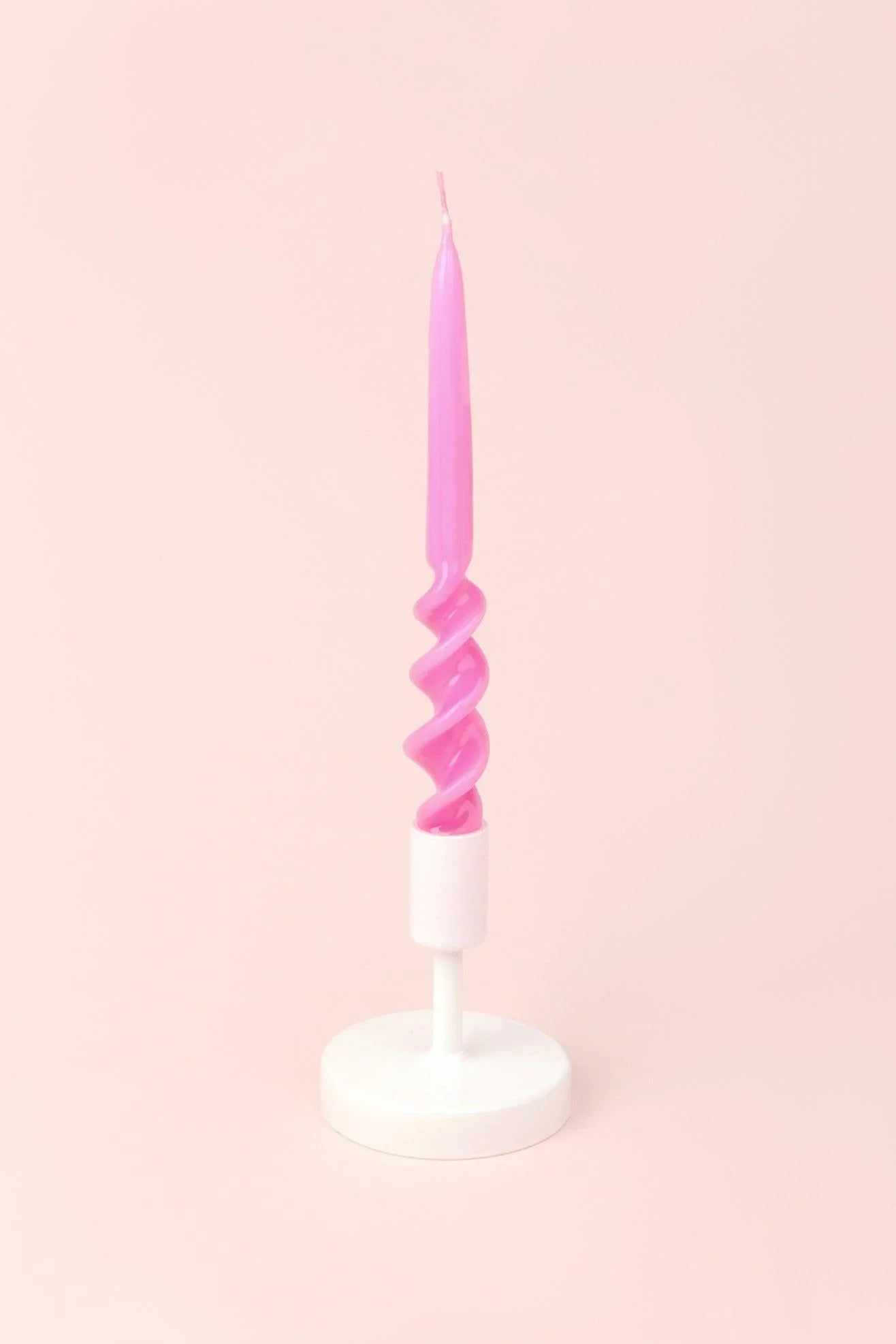 Twiselle Pair of Hot Pink Spiral Twisted Taper Candles — alternate view, G Decor