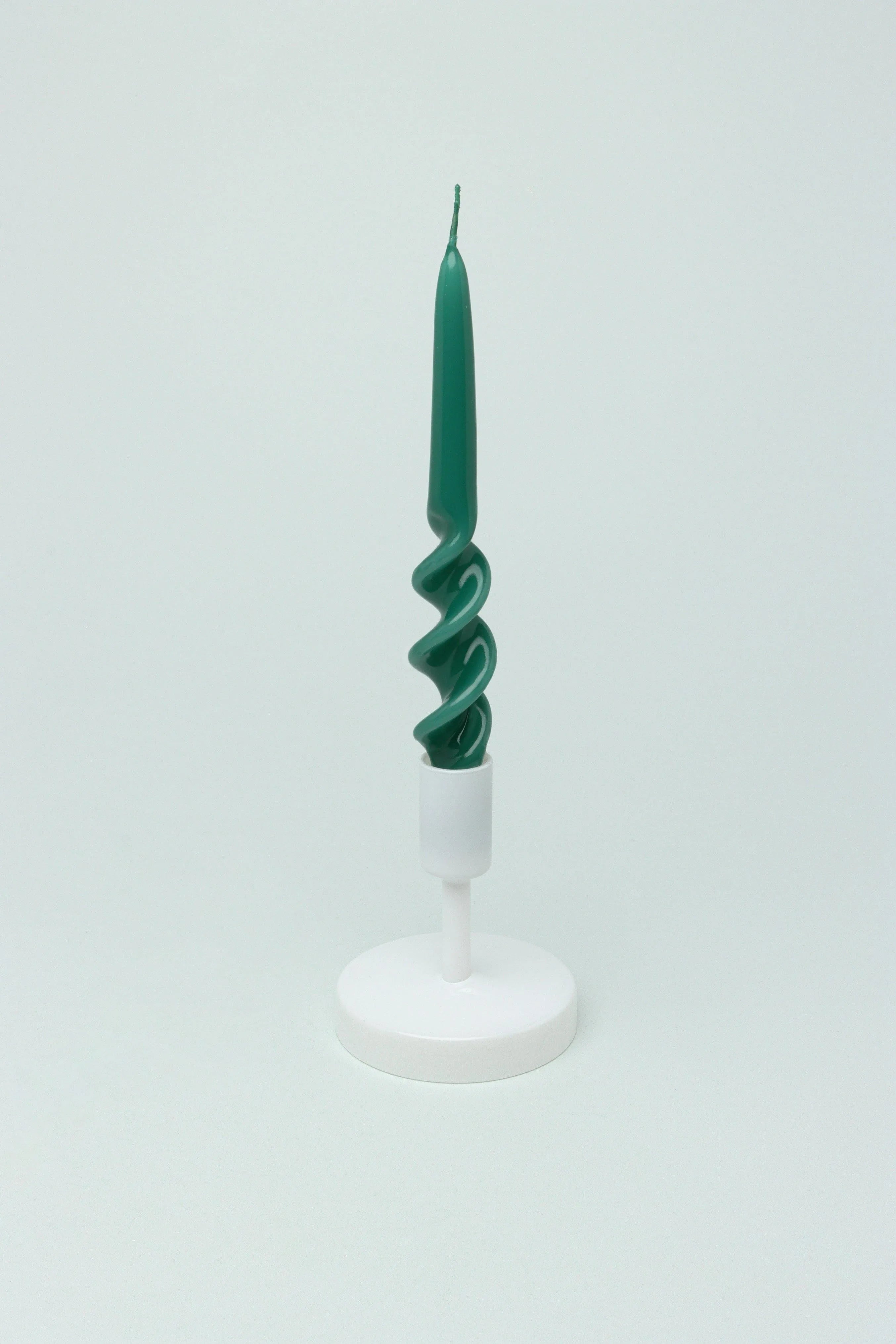 twiselle-set-of-2-spiral-twisted-hand-dipped-dinner-forest-green-taper-candles-g-decor-28232 - G Decor