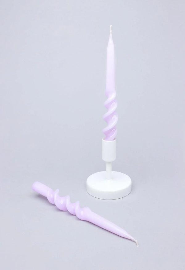 Twiselle Pair of Lilac Spiral Twisted Taper Candles