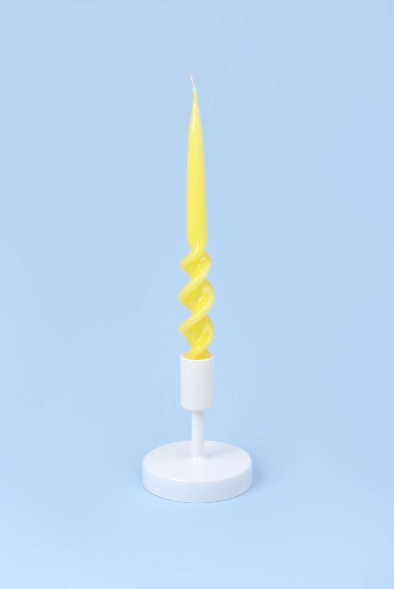 Twiselle Set of 2 Spiral Twisted Hand Dipped Dinner Sunny Yellow Taper Candles - G Decor