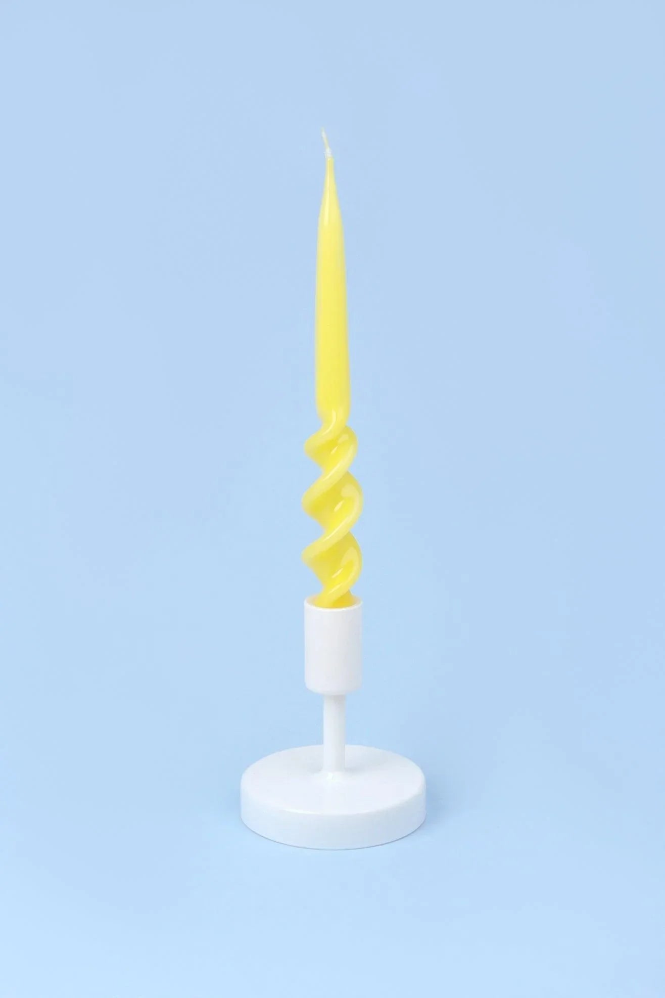 Twiselle Pair of Sunny Yellow Spiral Twisted Taper Candles — alternate view, G Decor