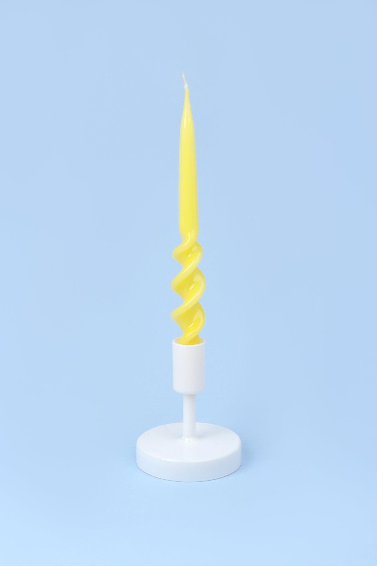 Twiselle Set of 2 Spiral Twisted Hand Dipped Dinner Sunny Yellow Taper Candles - G Decor