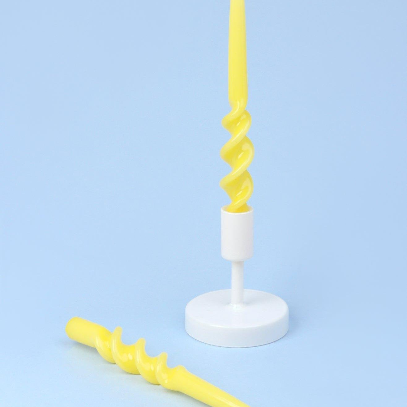 Twiselle Set of 2 Spiral Twisted Hand Dipped Dinner Sunny Yellow Taper Candles - G Decor