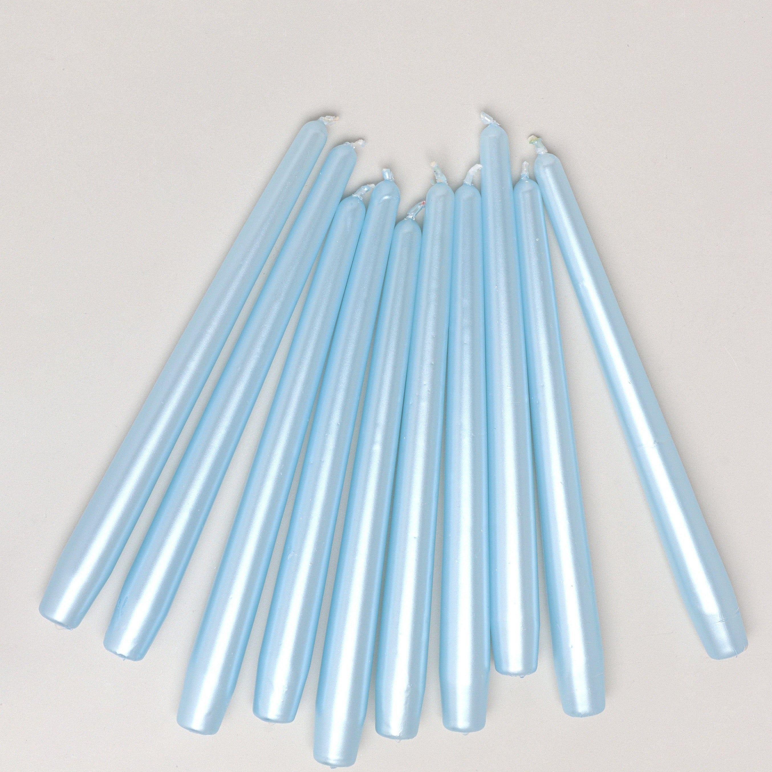 Velaré Blue Sky Set of 2, 10 or 20 Tall Hand-Finished Opaline Dinner Candles & Taper Candles - G Decor